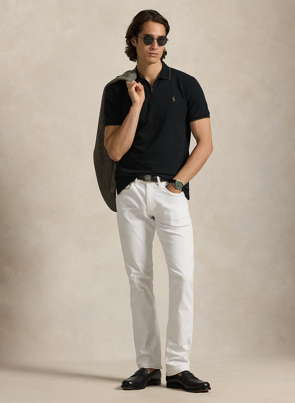 Polo slim en coton mélangé POLO RALPH LAUREN Noir