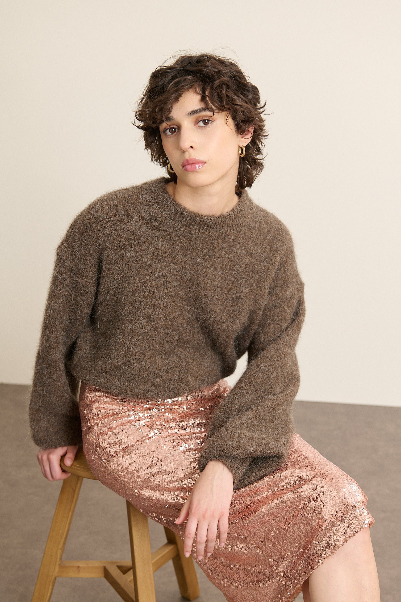 Oversized alpaca wool sweater GARANCE PARIS Brown