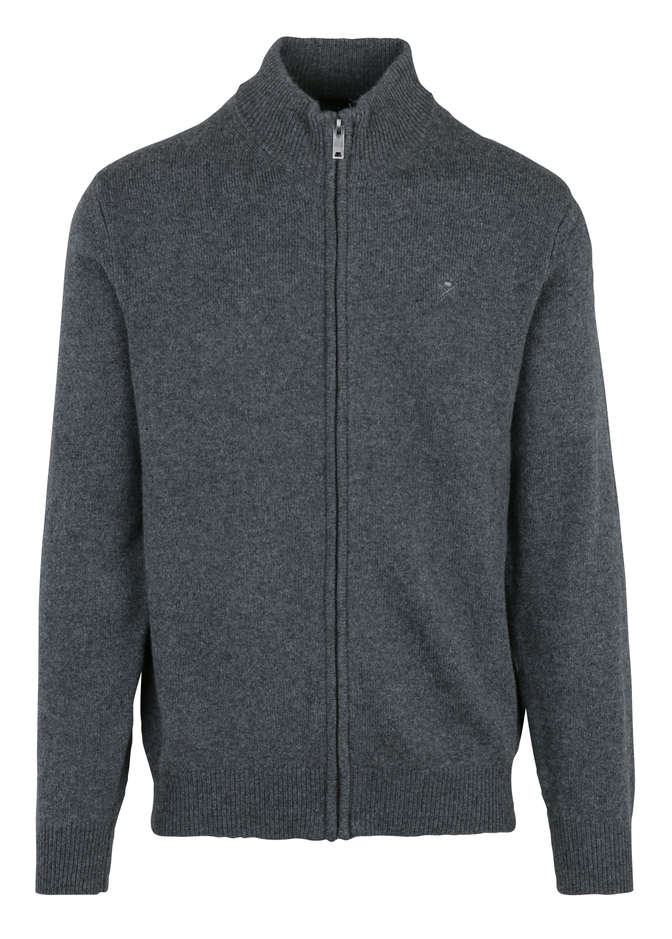 Gilet droit col montant en laine HACKETT Gris