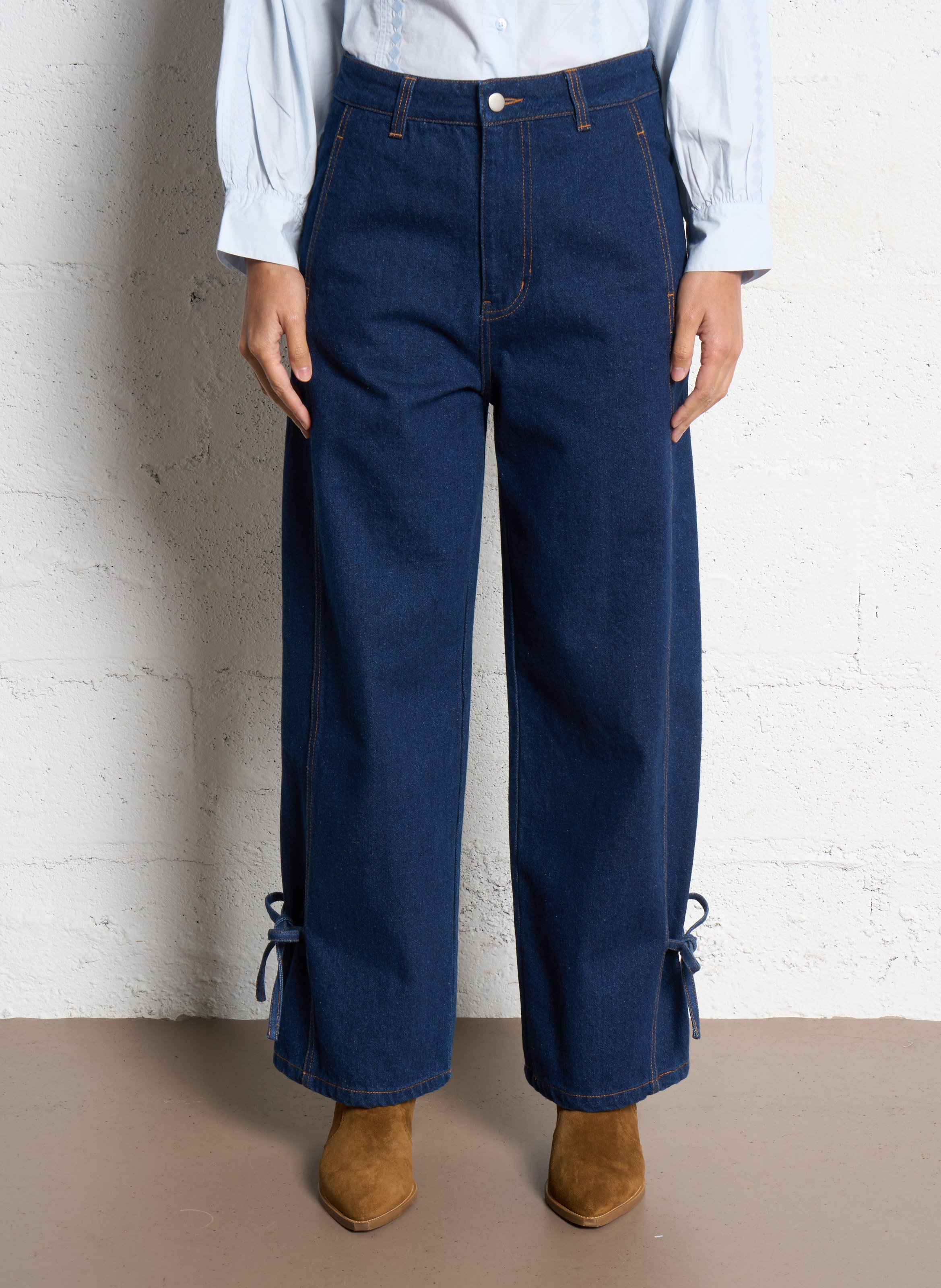 Jean large en coton THE TINY BIG SISTER Bleu