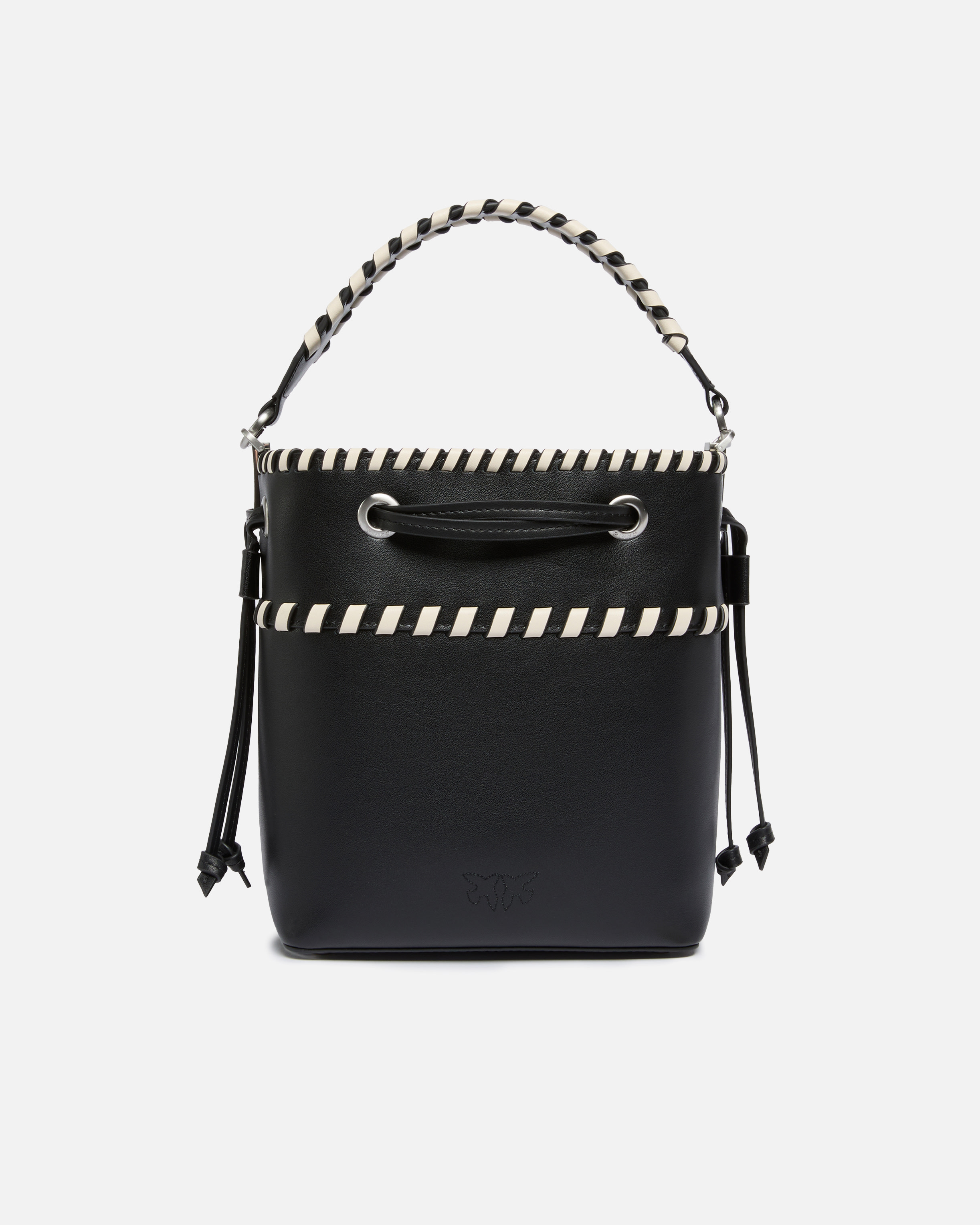 Small leather bucket bag with stitching PINKO Black