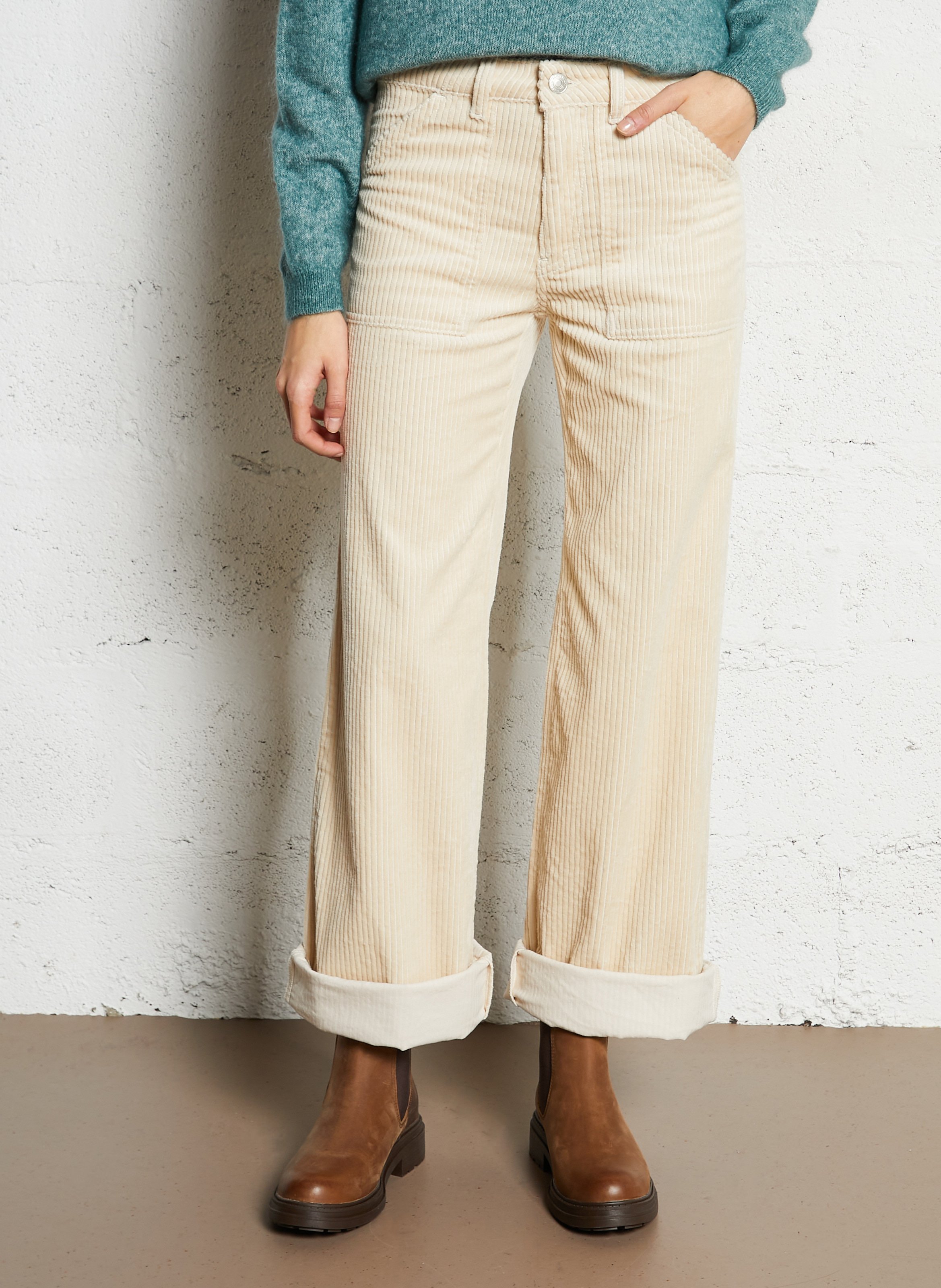 Capribroek van corduroy ACQUAVERDE Wit