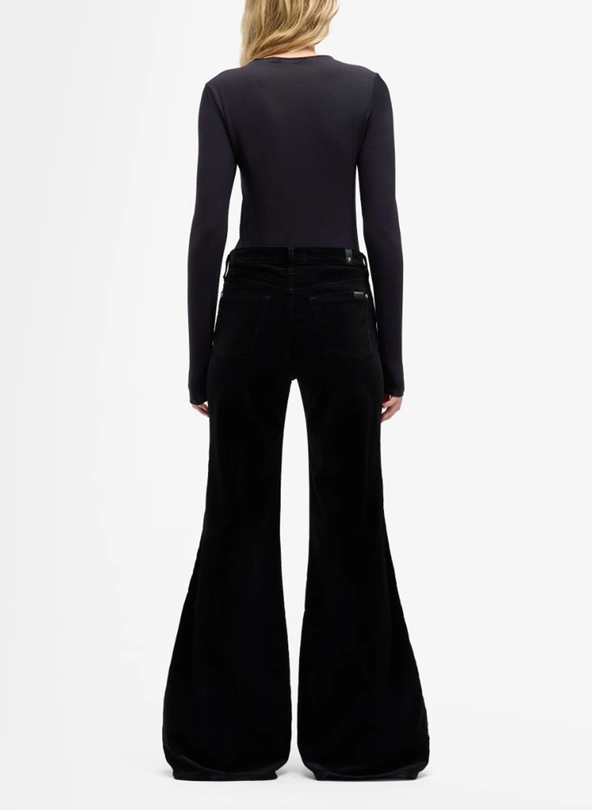 Broek met wijde pijpen in effen katoenmix 7 FOR ALL MANKIND Zwart