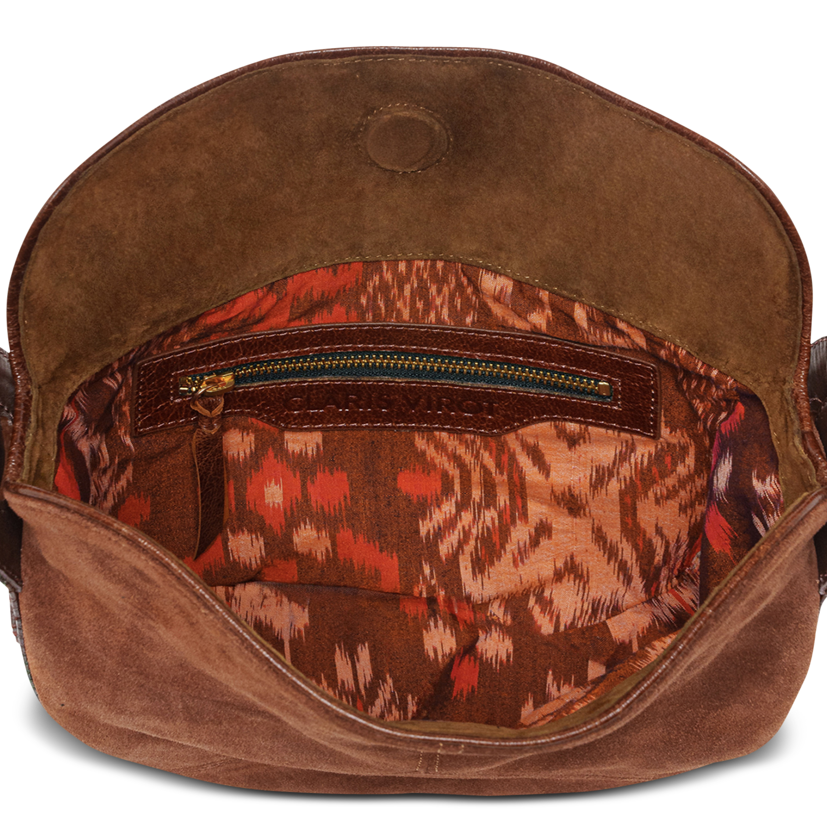 Sac besace en cuir velours mélangé CLARIS VIROT Marron