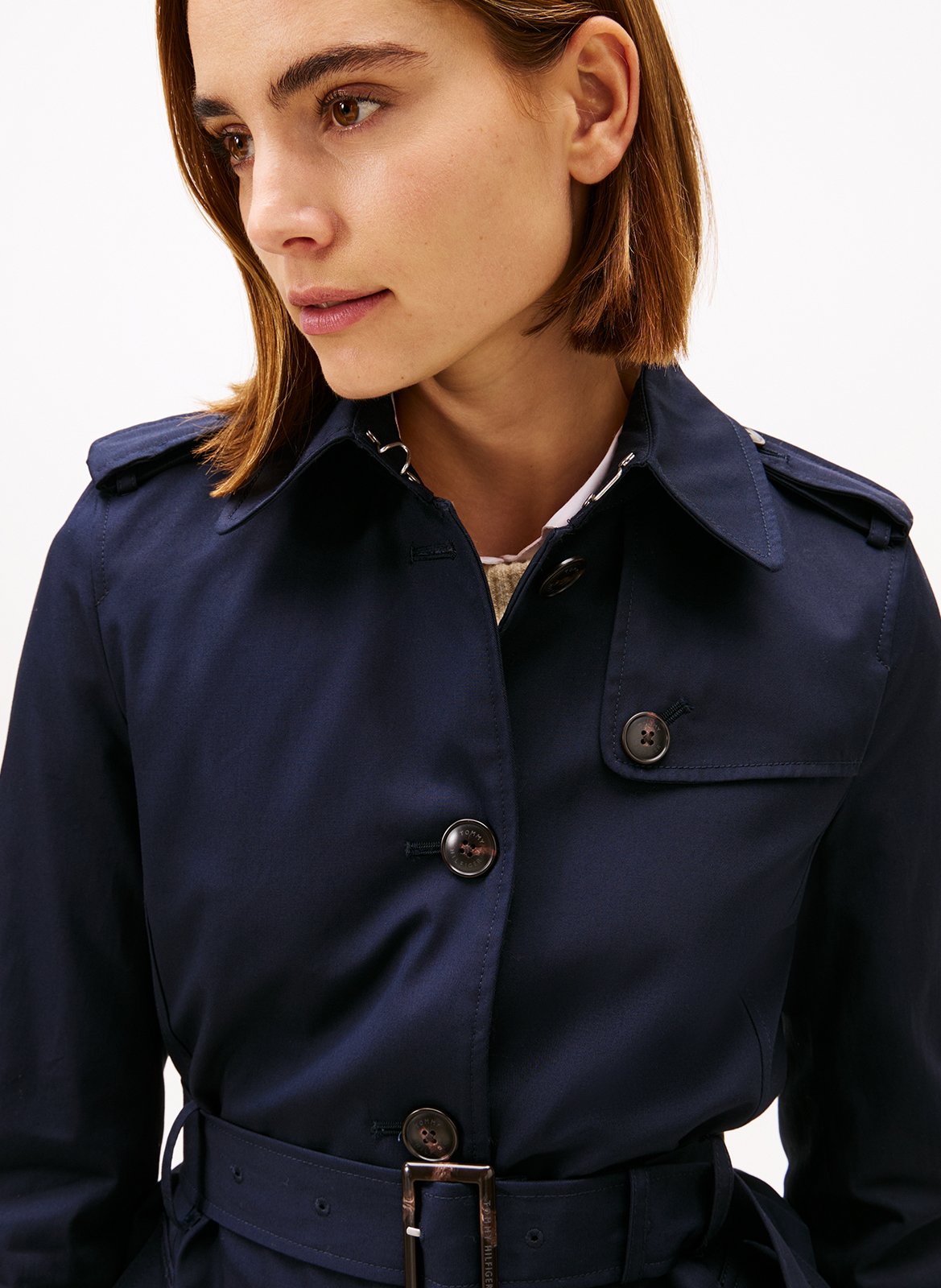 Trench-coat droit en coton bio TOMMY HILFIGER Bleu