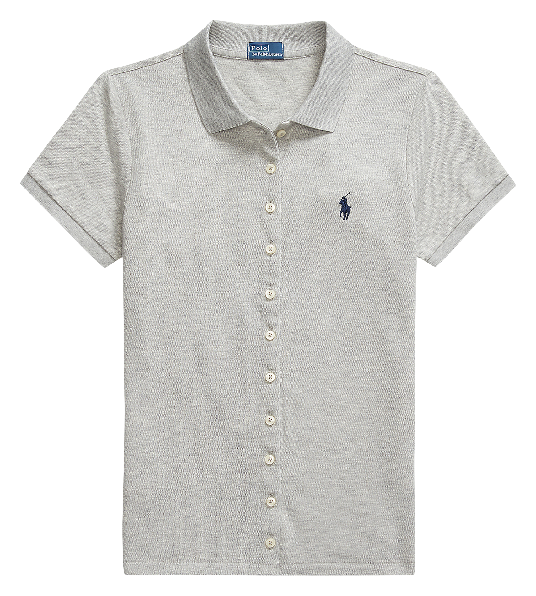 Solid short-sleeve buttoned polo POLO RALPH LAUREN Grey
