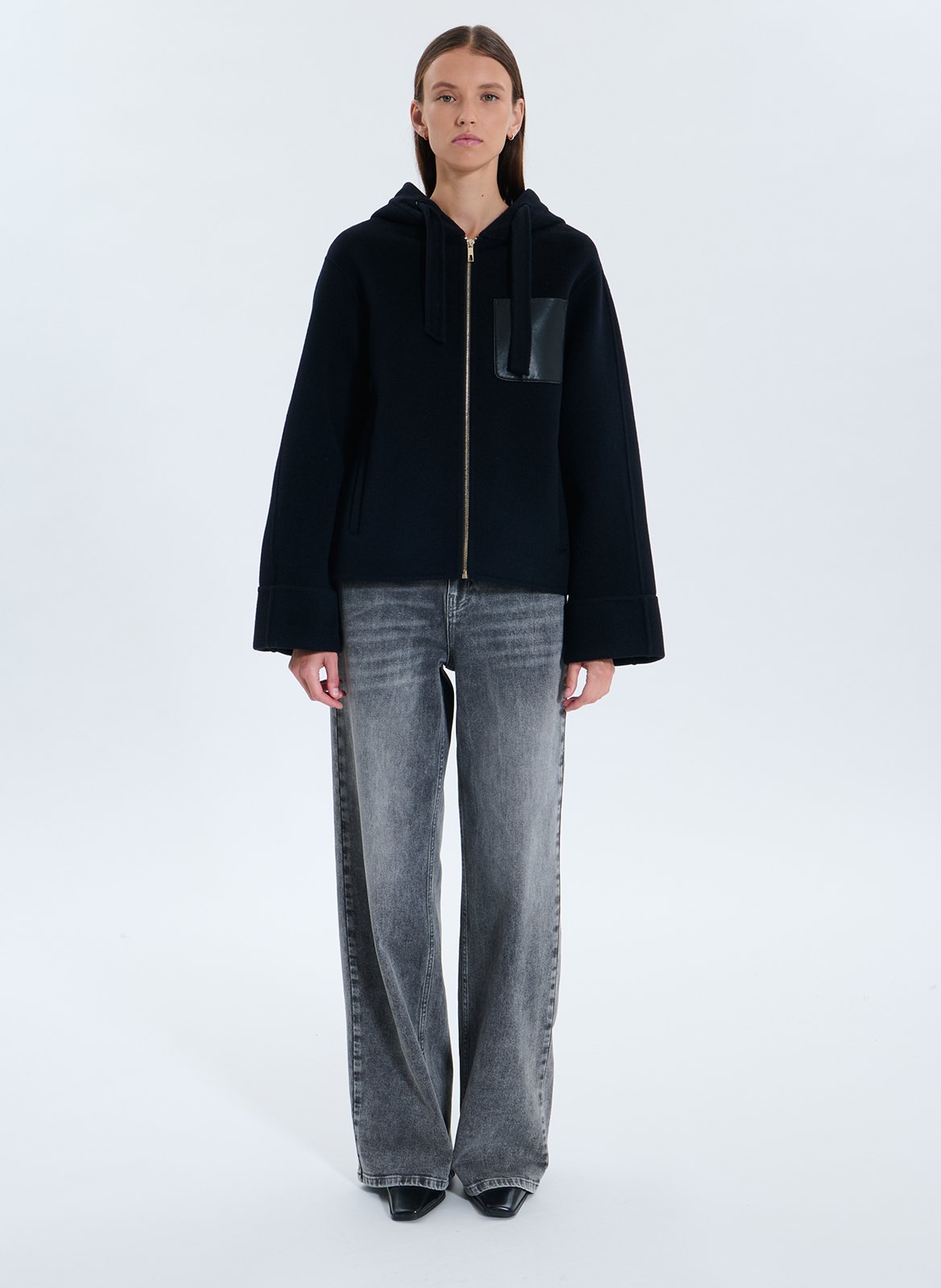 Veste col rond en laine mélangée ZAPA Bleu