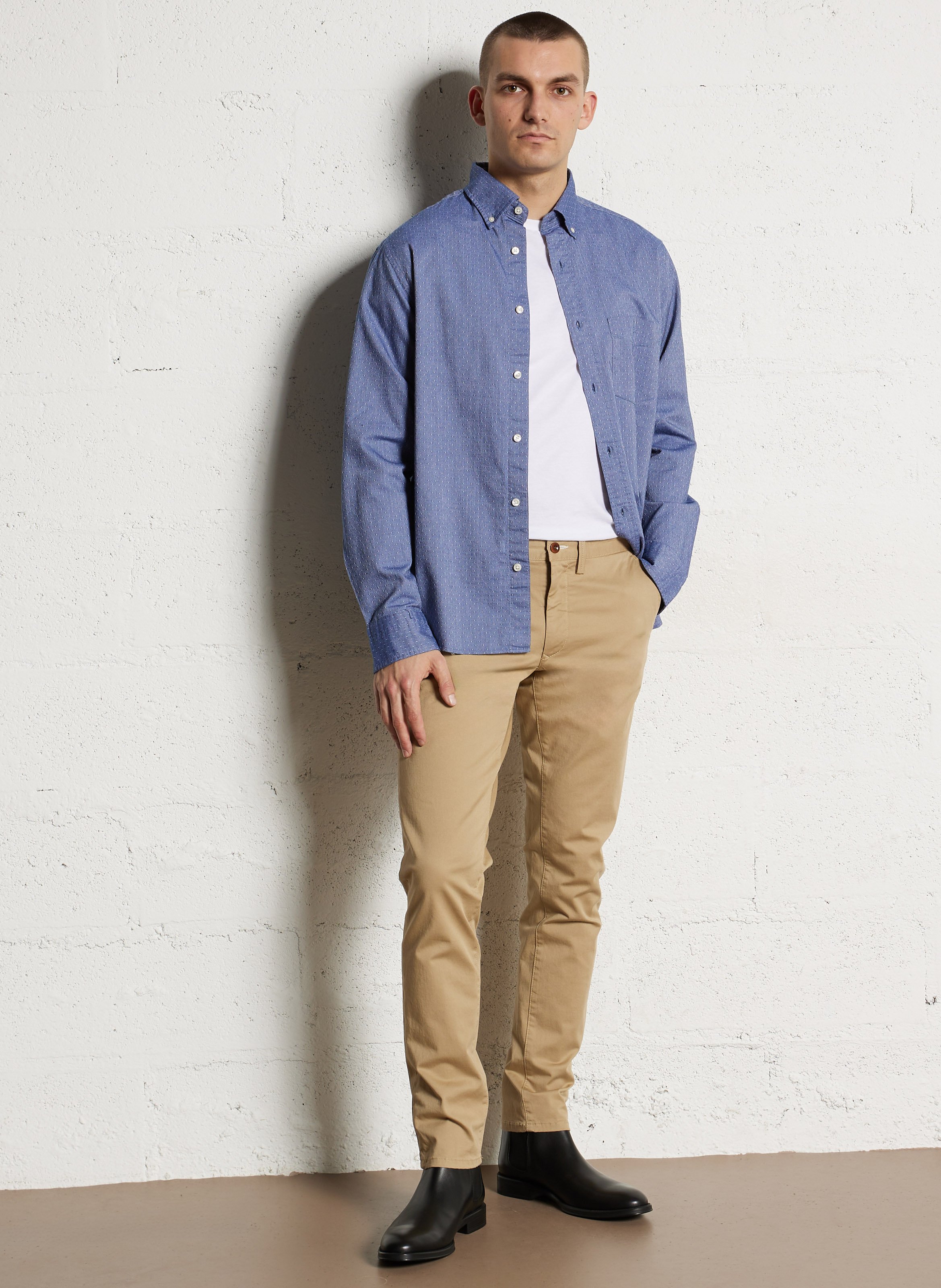 Regular embroidered cotton shirt GANT Blue