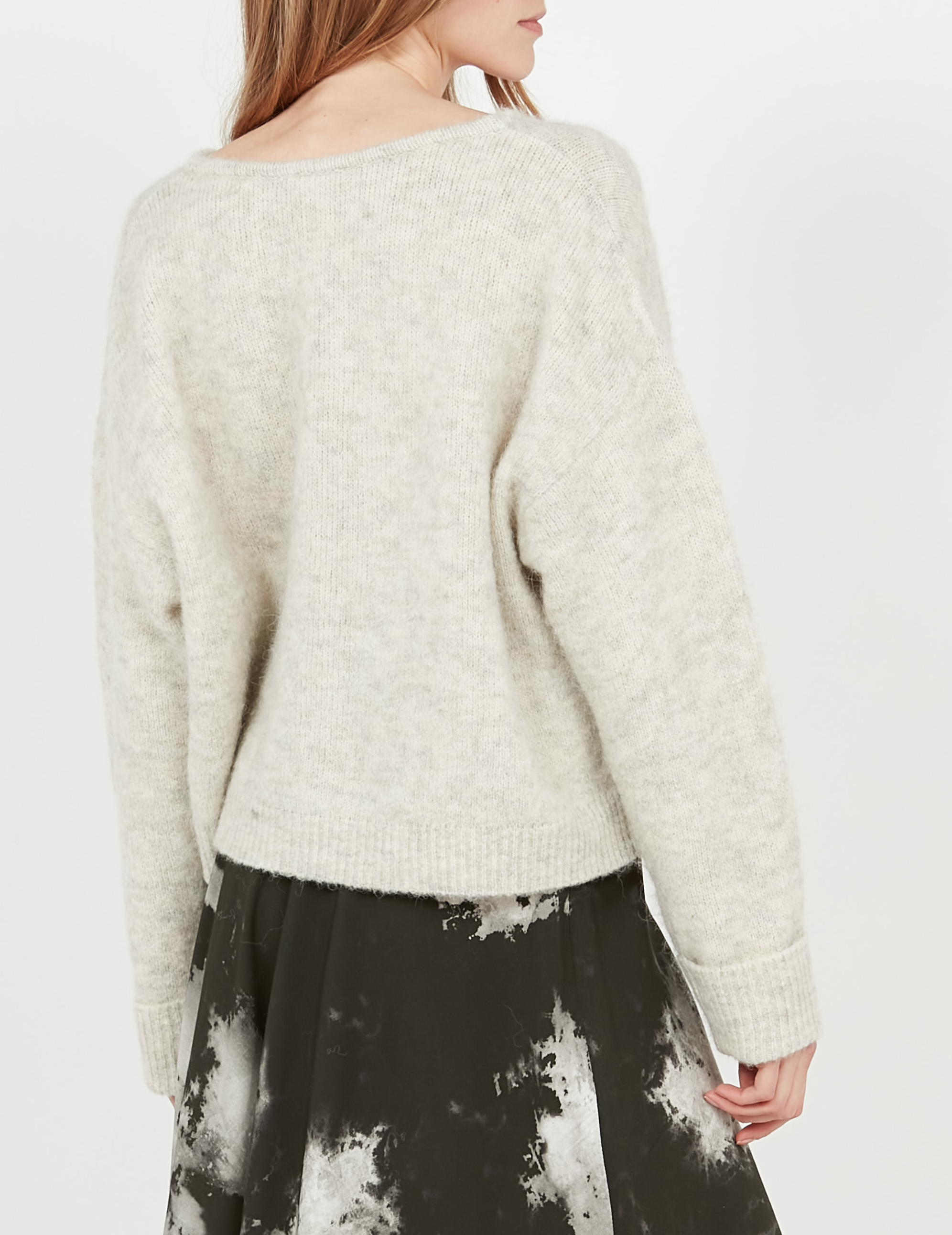 Pull col V en alpaga mélangé AMERICAN VINTAGE Beige