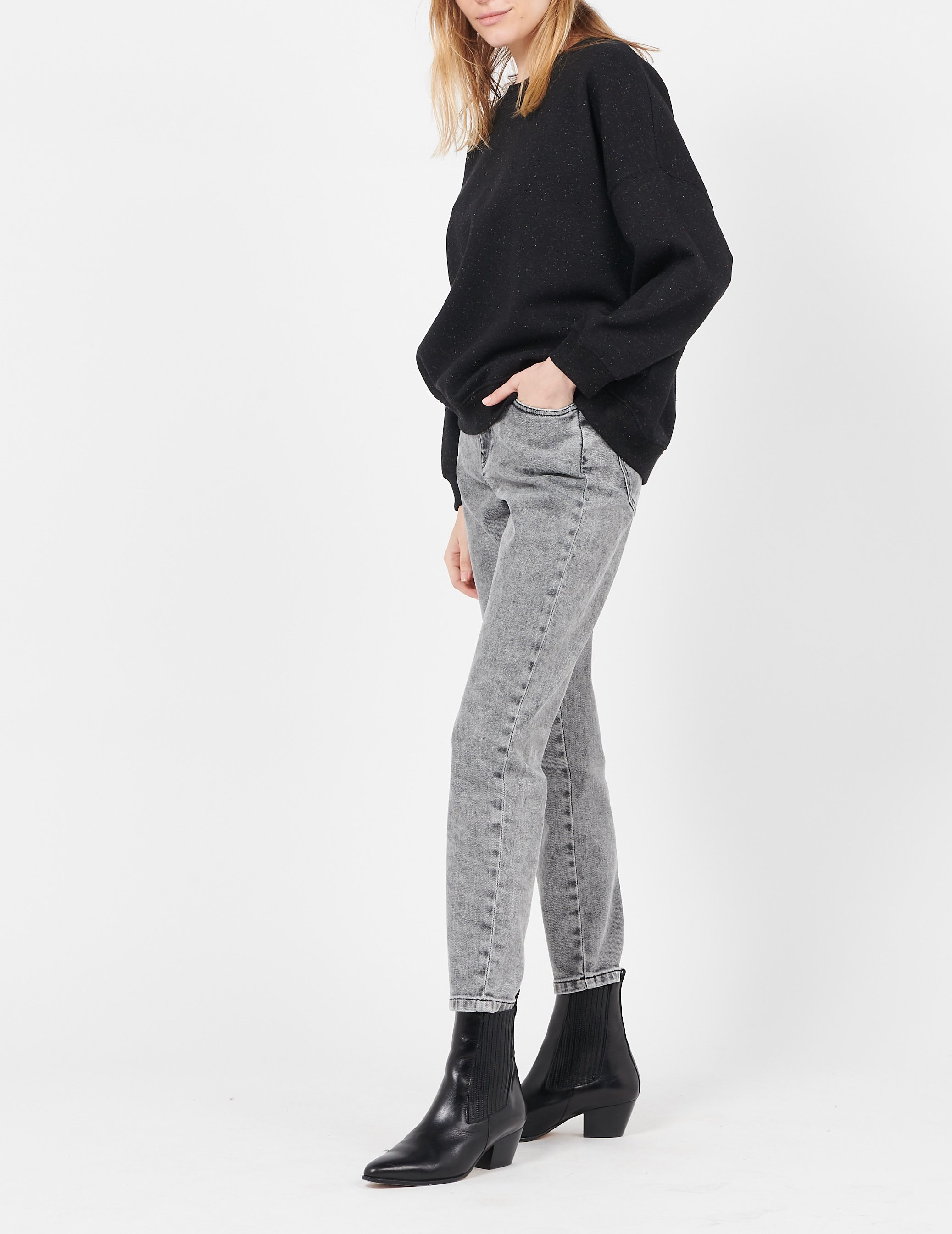Sweater met ronde hals | katoenblend SESSUN Zwart