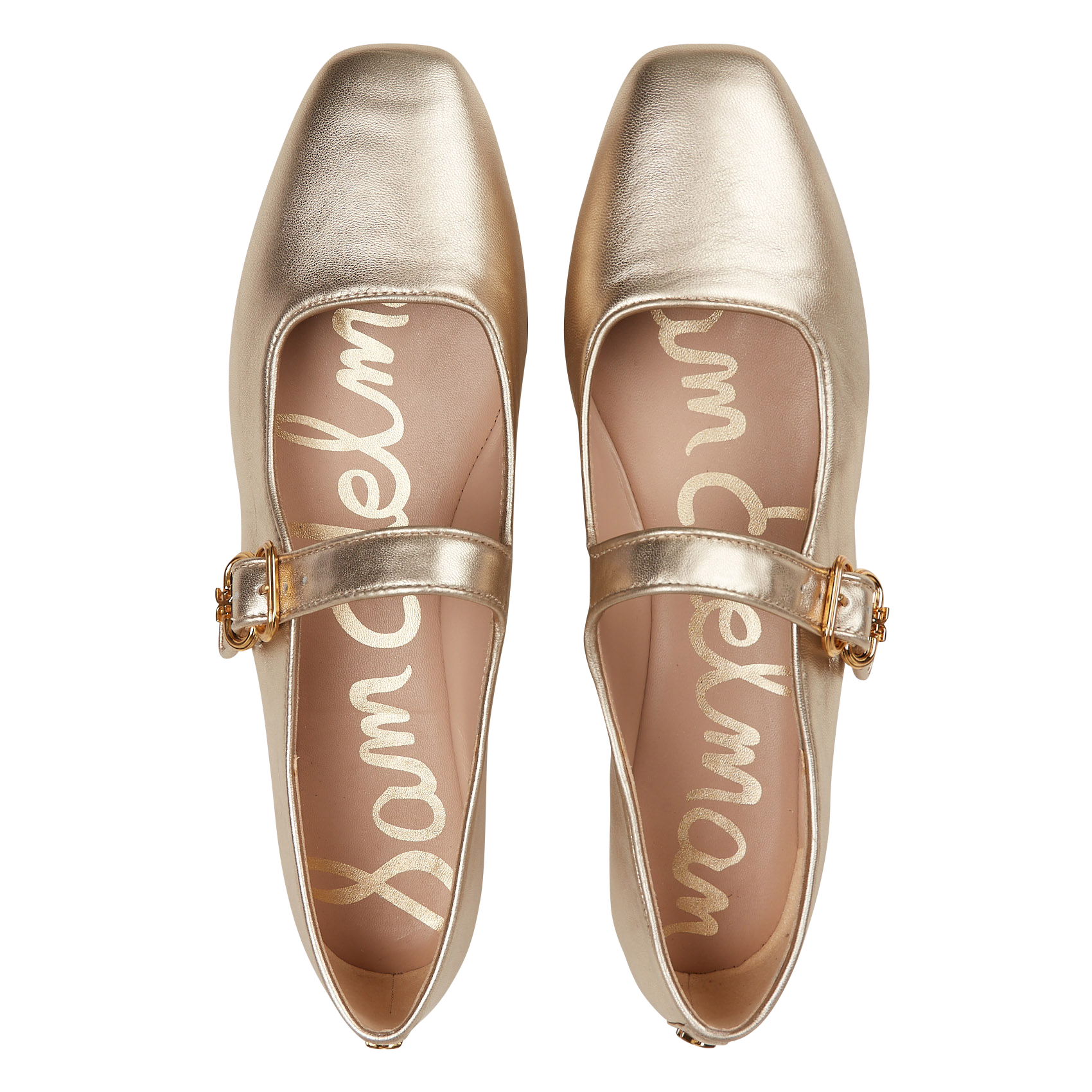 Square-toe metallic leather ballerina flats SAM EDELMAN Golden