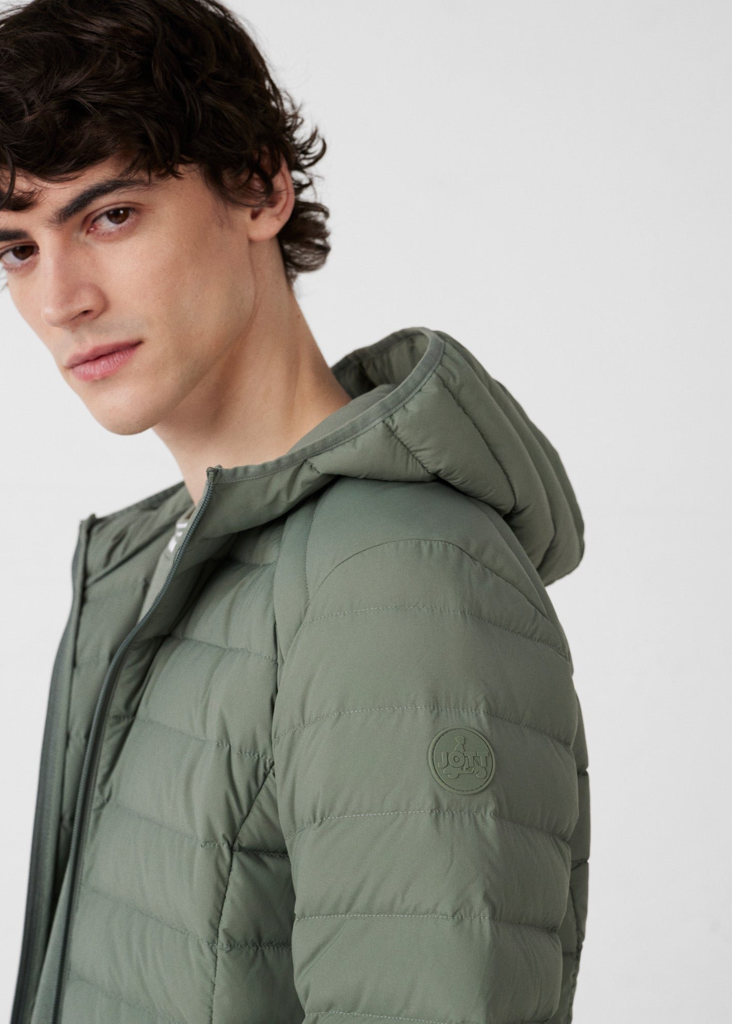 Frantz Stretch Lightweight Hooded Puffer Coat JOTT Green
