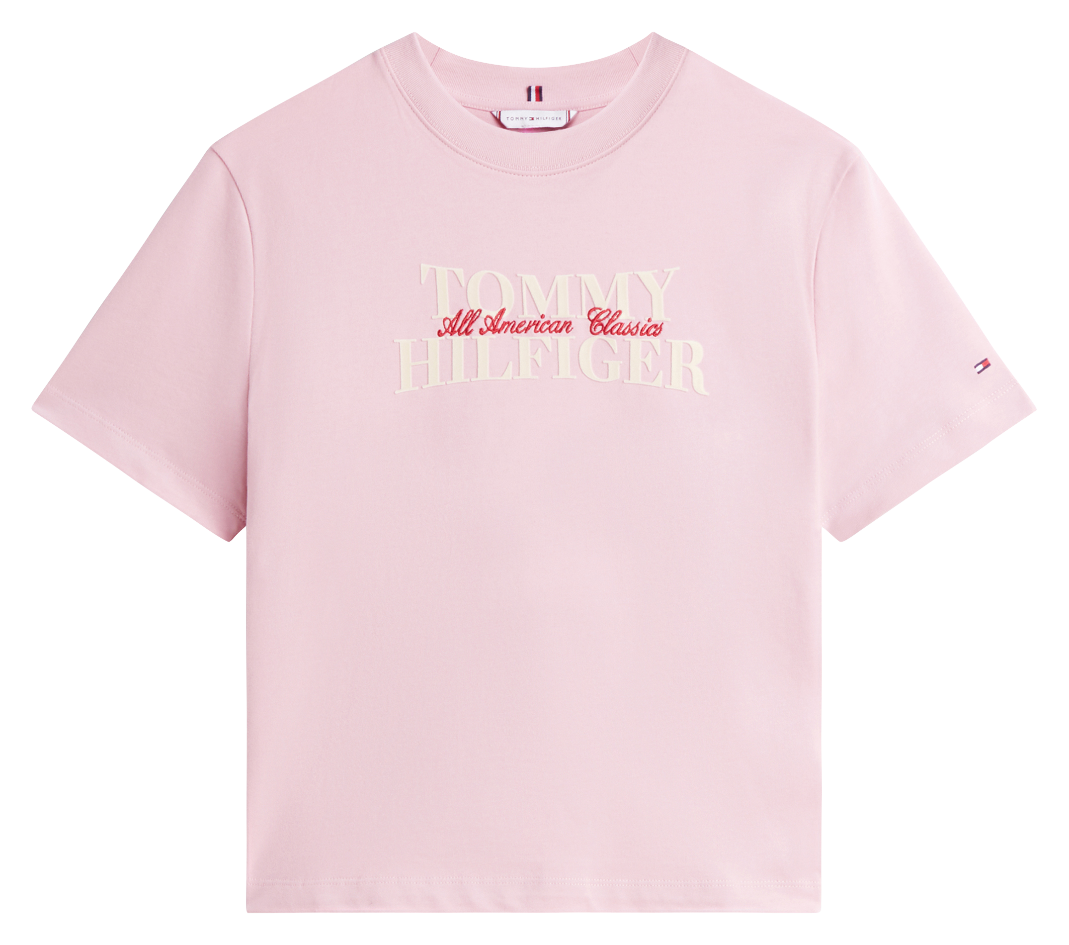 Gerades T-Shirt aus Baumwolle, bestickt TOMMY HILFIGER Rosa