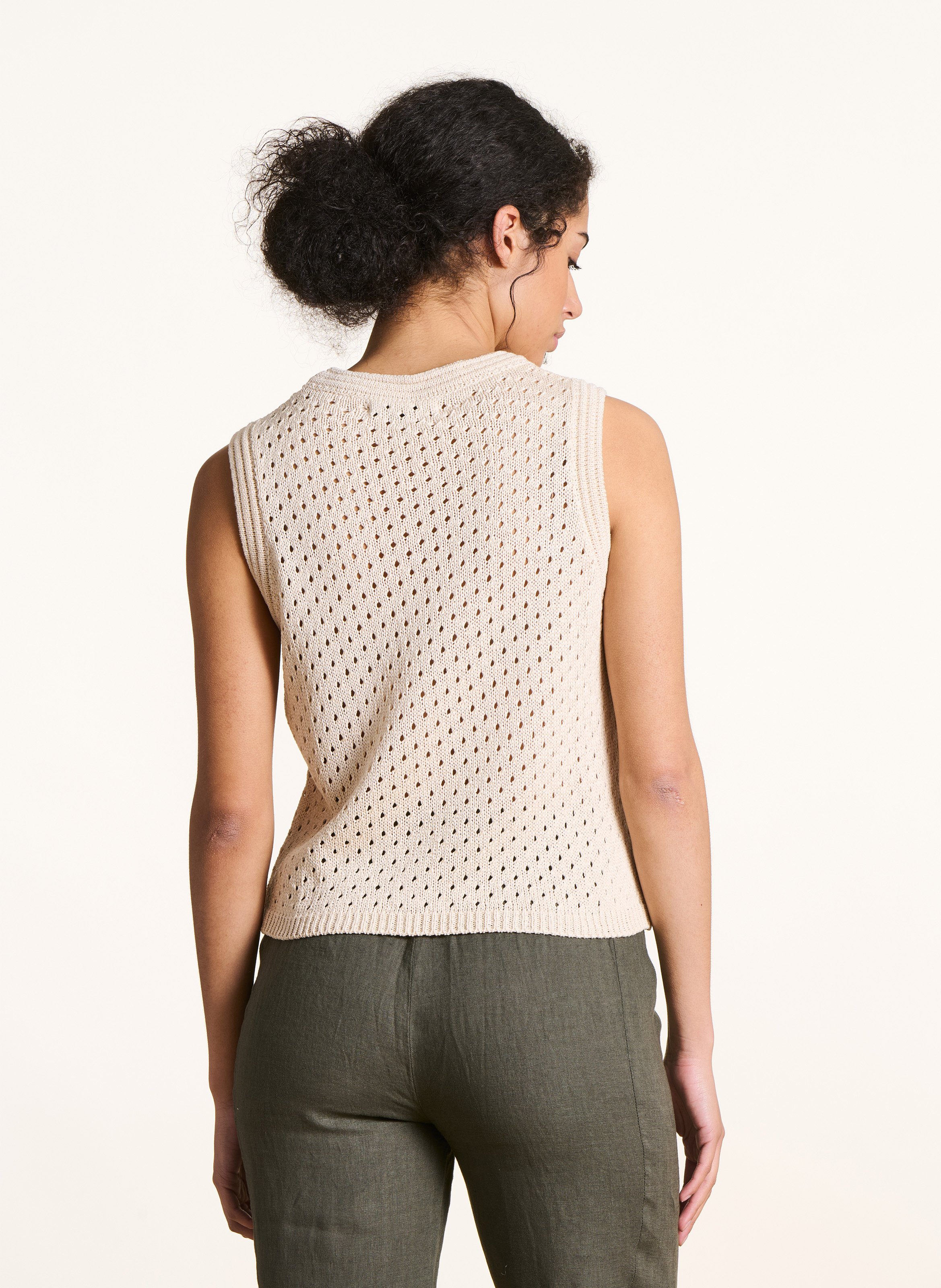 Pull droit col rond en maille LA FEE MARABOUTEE Blanc