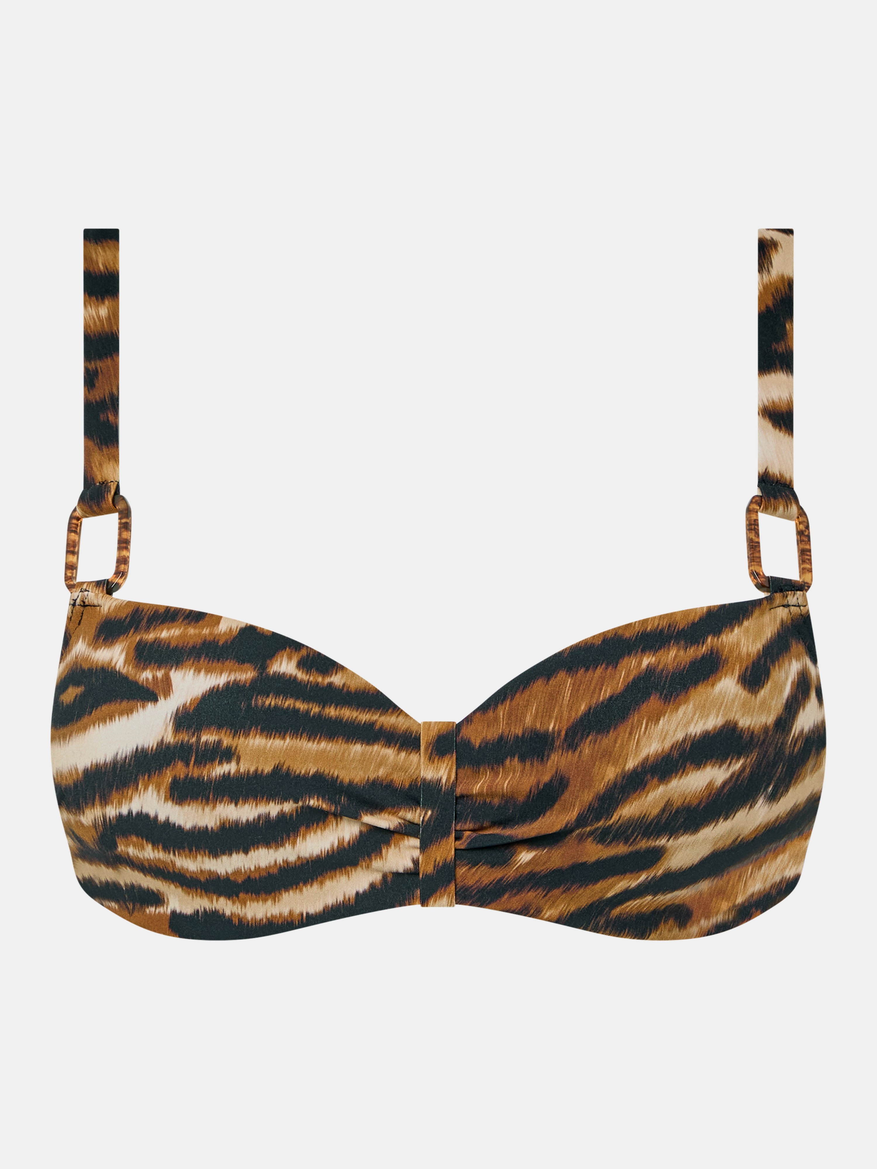 Memory foam balconette bikini top with multi-position straps CHANTELLE Brown