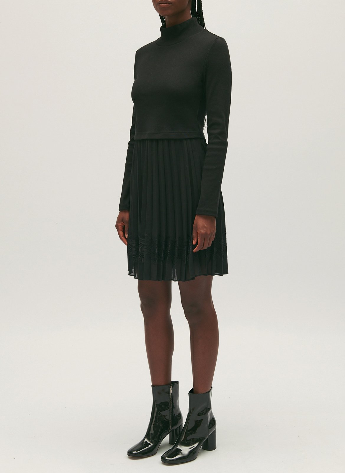 Robe courte col montant plissée CLAUDIE PIERLOT Noir