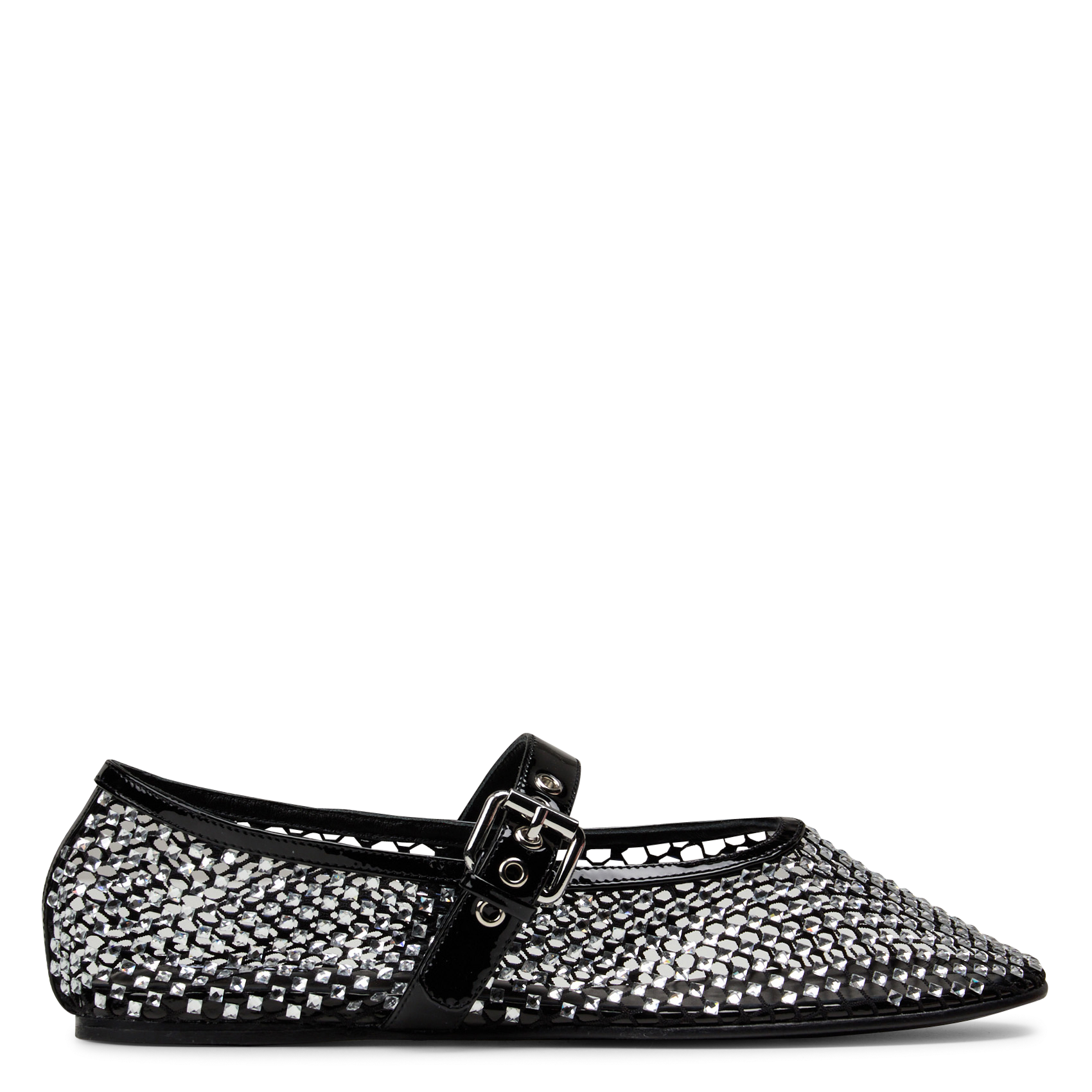 Ballet flats with patent strap and rhinestones MI/MAI White