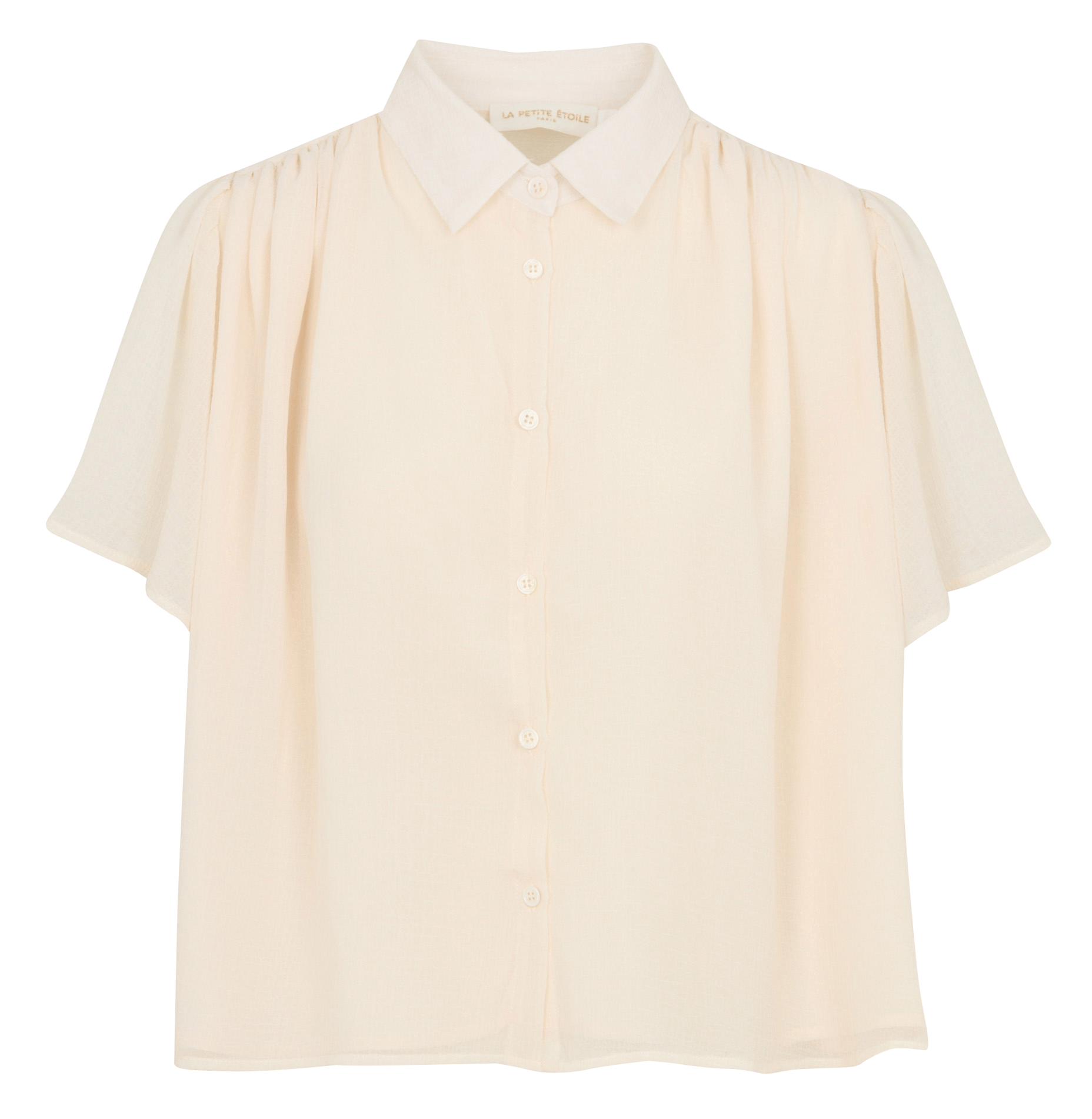 Wijd uitlopende effen blouse van gestructureerde stof LA PETITE ETOILE Beige