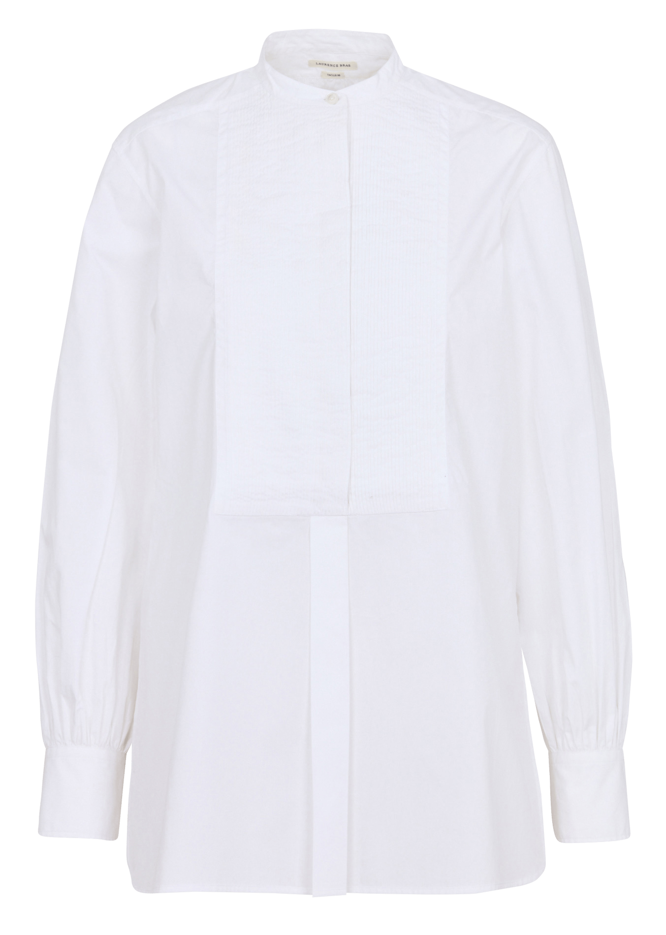 Straight round neck shirt with pleats LAURENCE BRAS White