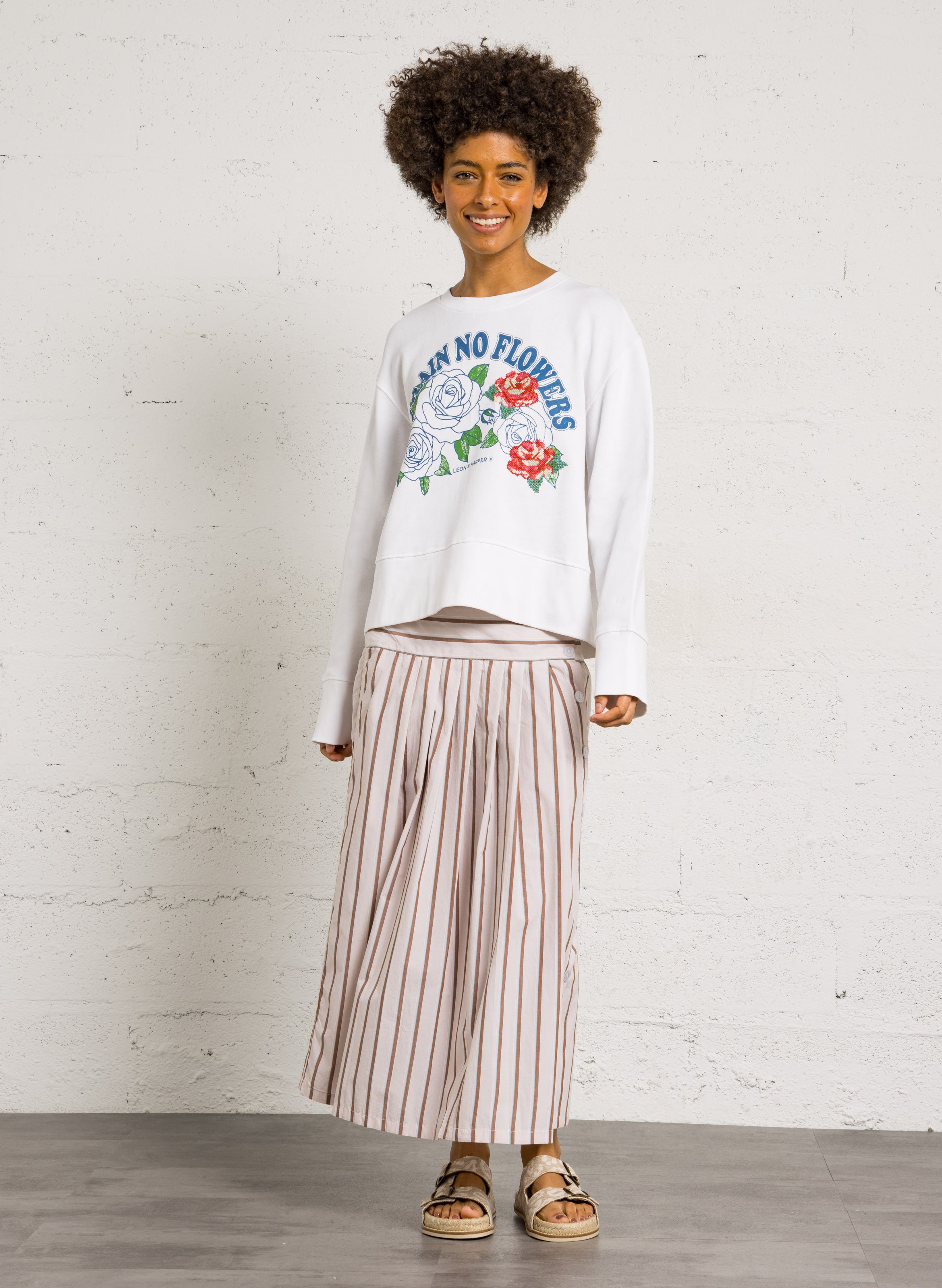 Leopard print flat leather sandals BOSABO Beige