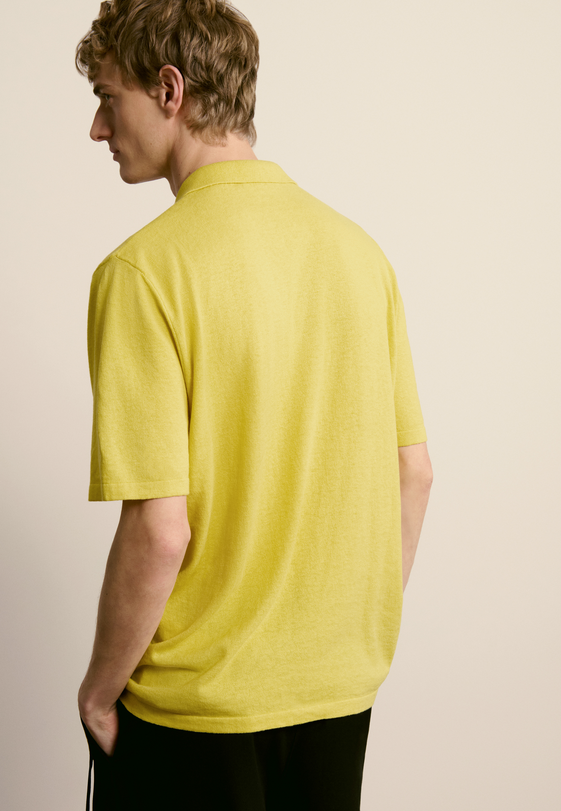Cotton and linen polo MAISON MONTAGUT Green
