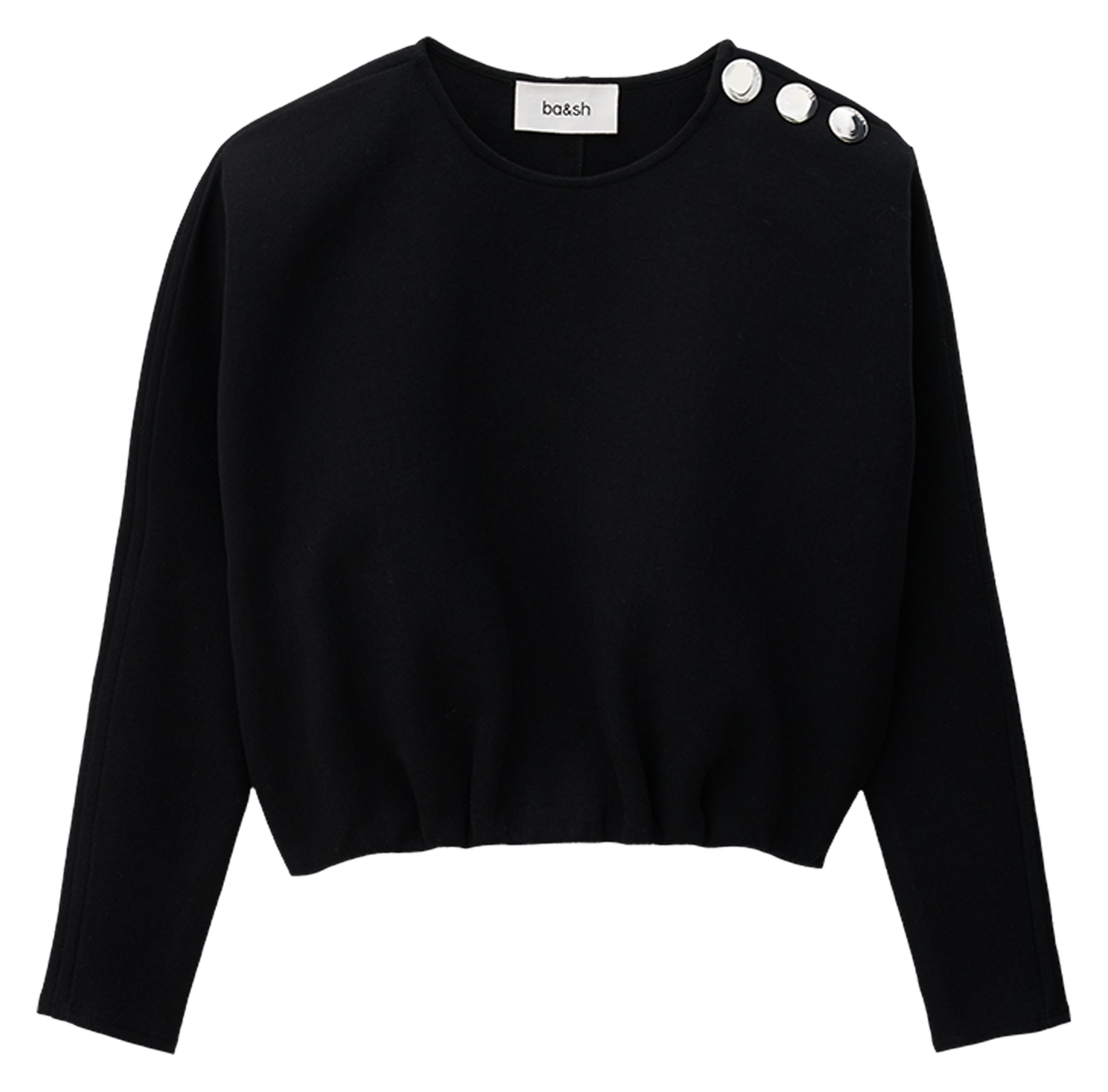 Top bouffant col rond en coton mélangé BA&SH Noir