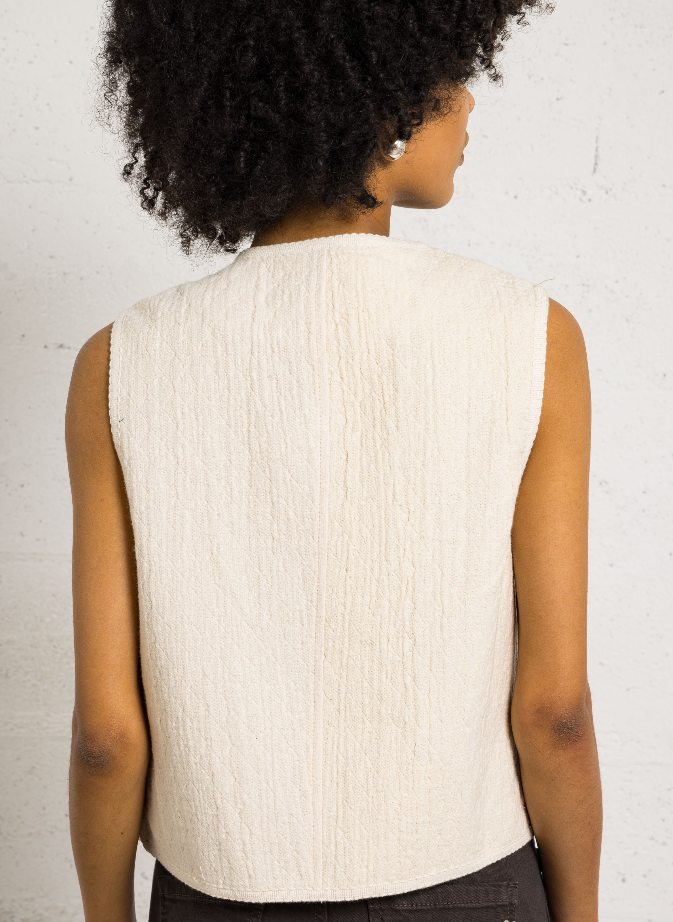 Recht vest met ronde hals | katoenblend THE KORNER Wit