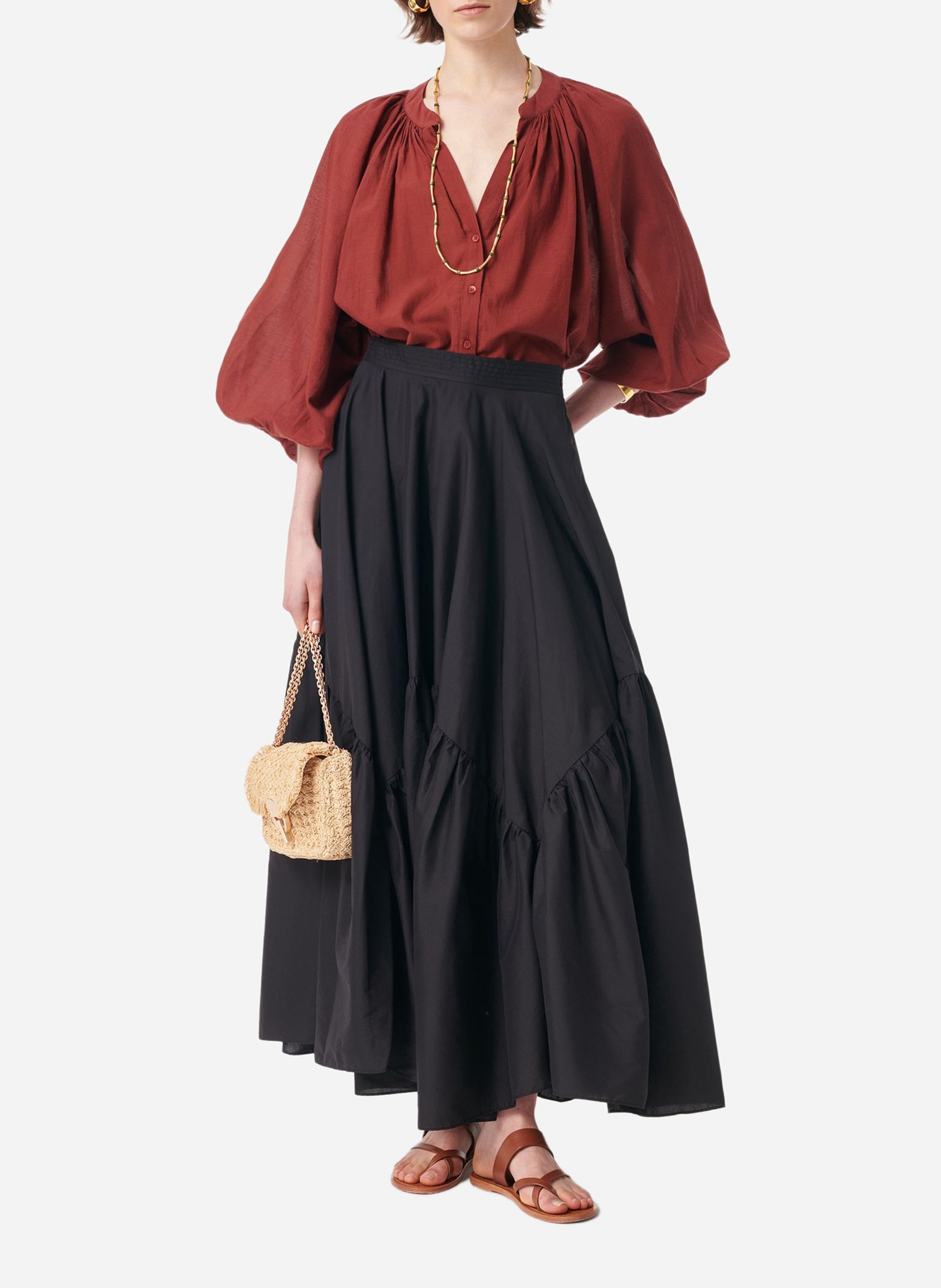 Blusa oversize in misto cotone VANESSA BRUNO Rosso