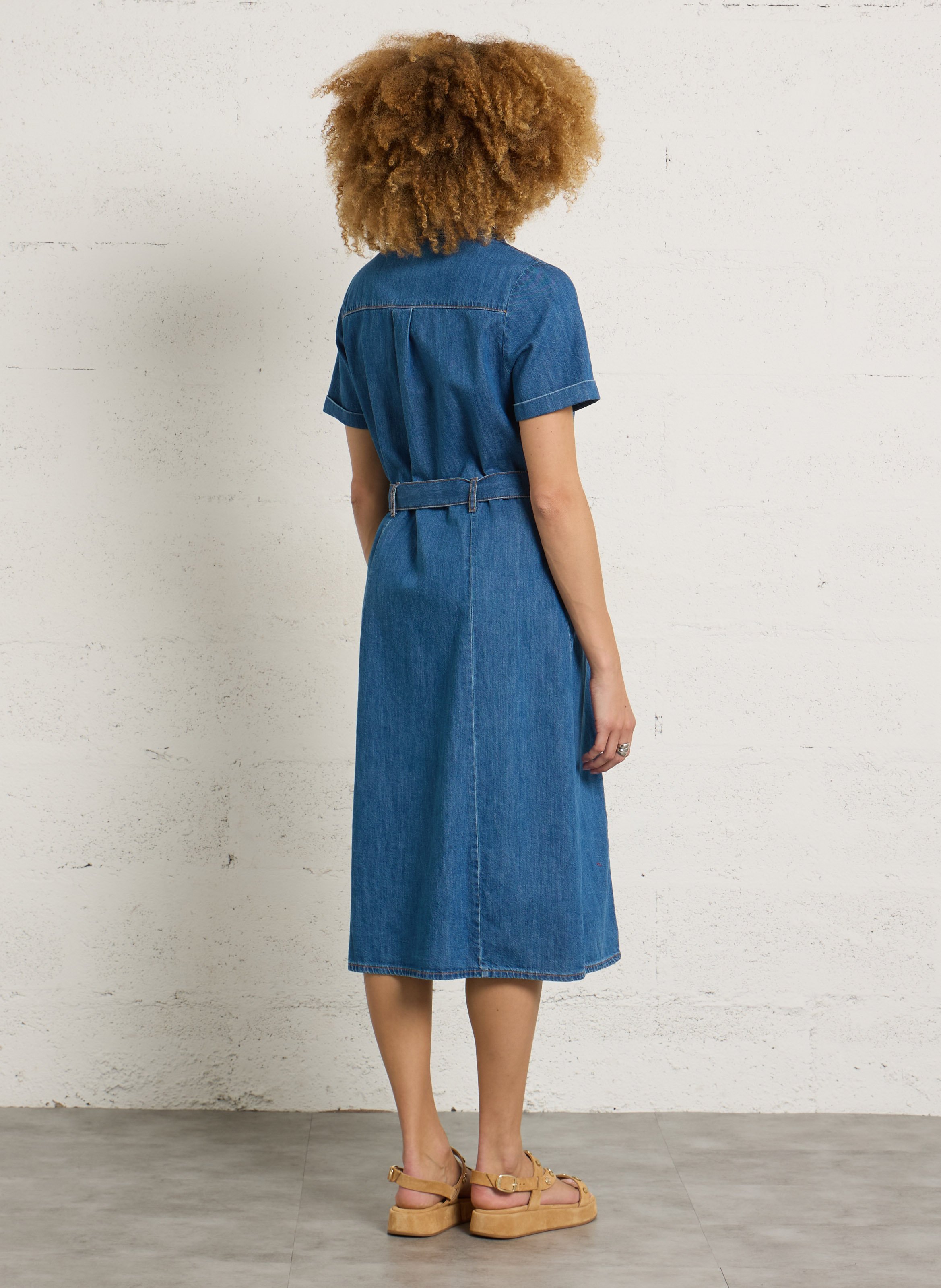 Flared cotton midi dress SUD EXPRESS Blue