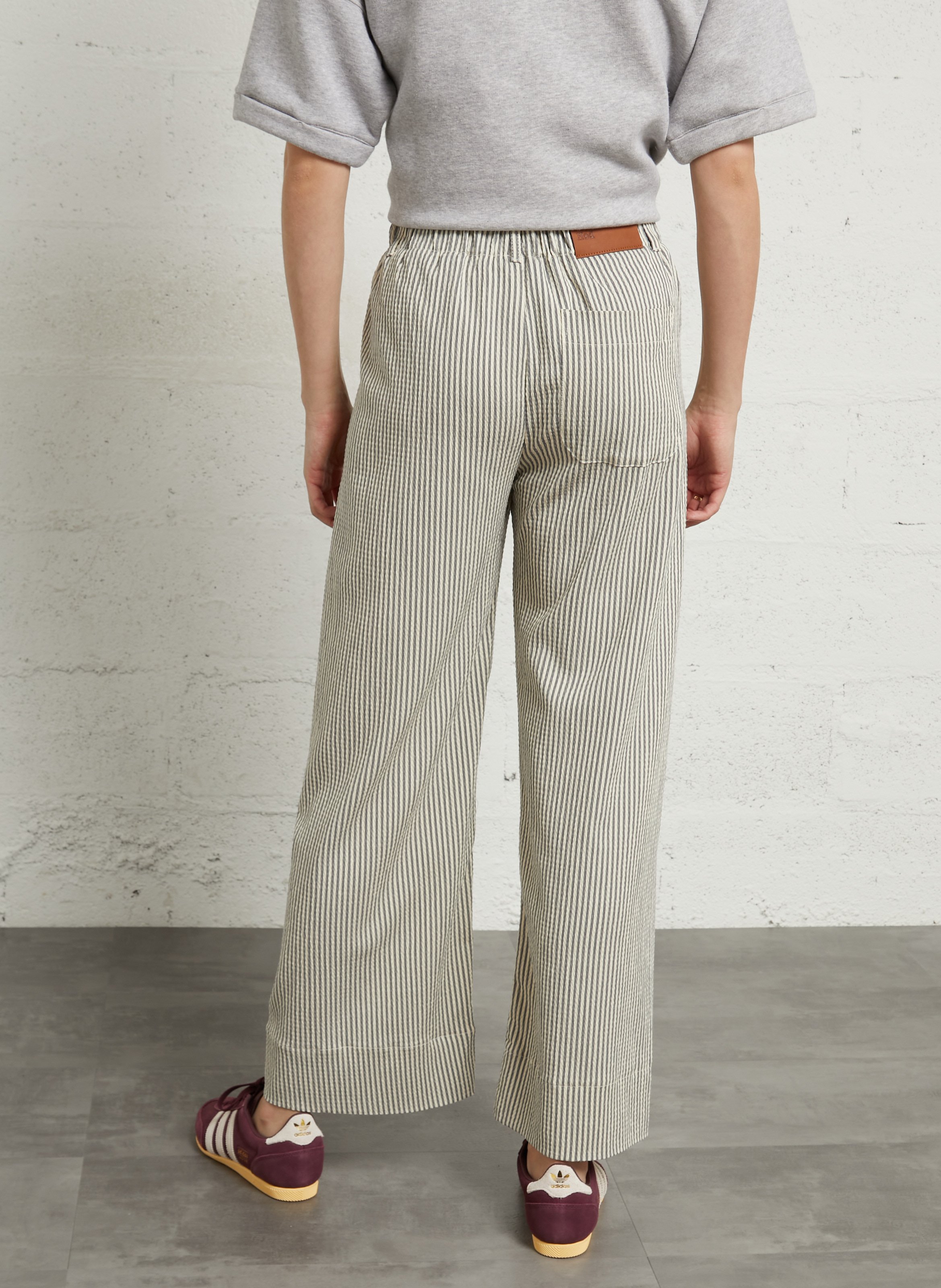 Straight striped cotton blend trousers HOD PARIS Grey