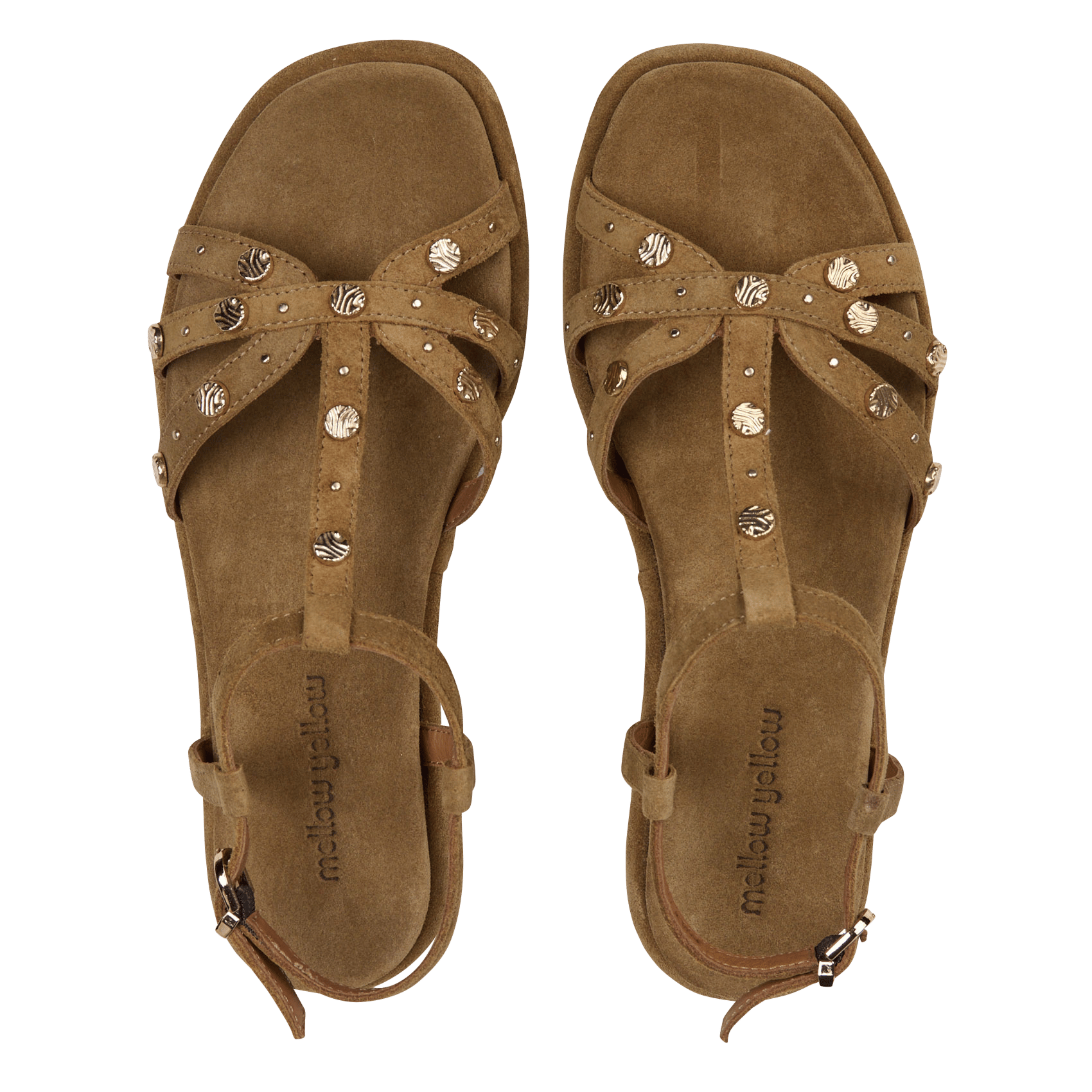 Sandalias planas de piel aterciopelada MELLOW YELLOW Verde