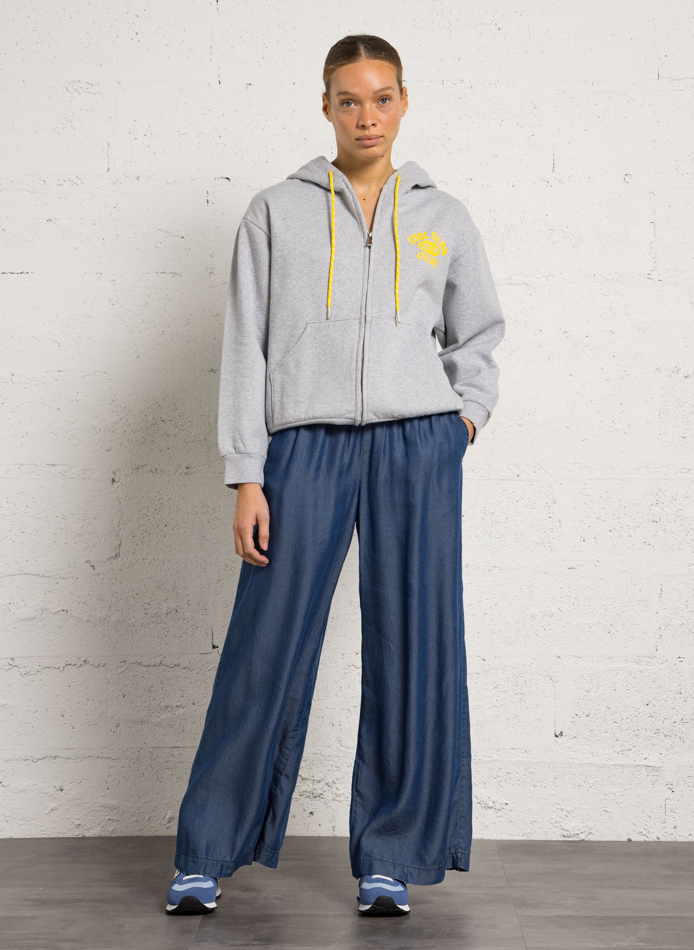 Sweat col zippé en coton BERENICE Gris