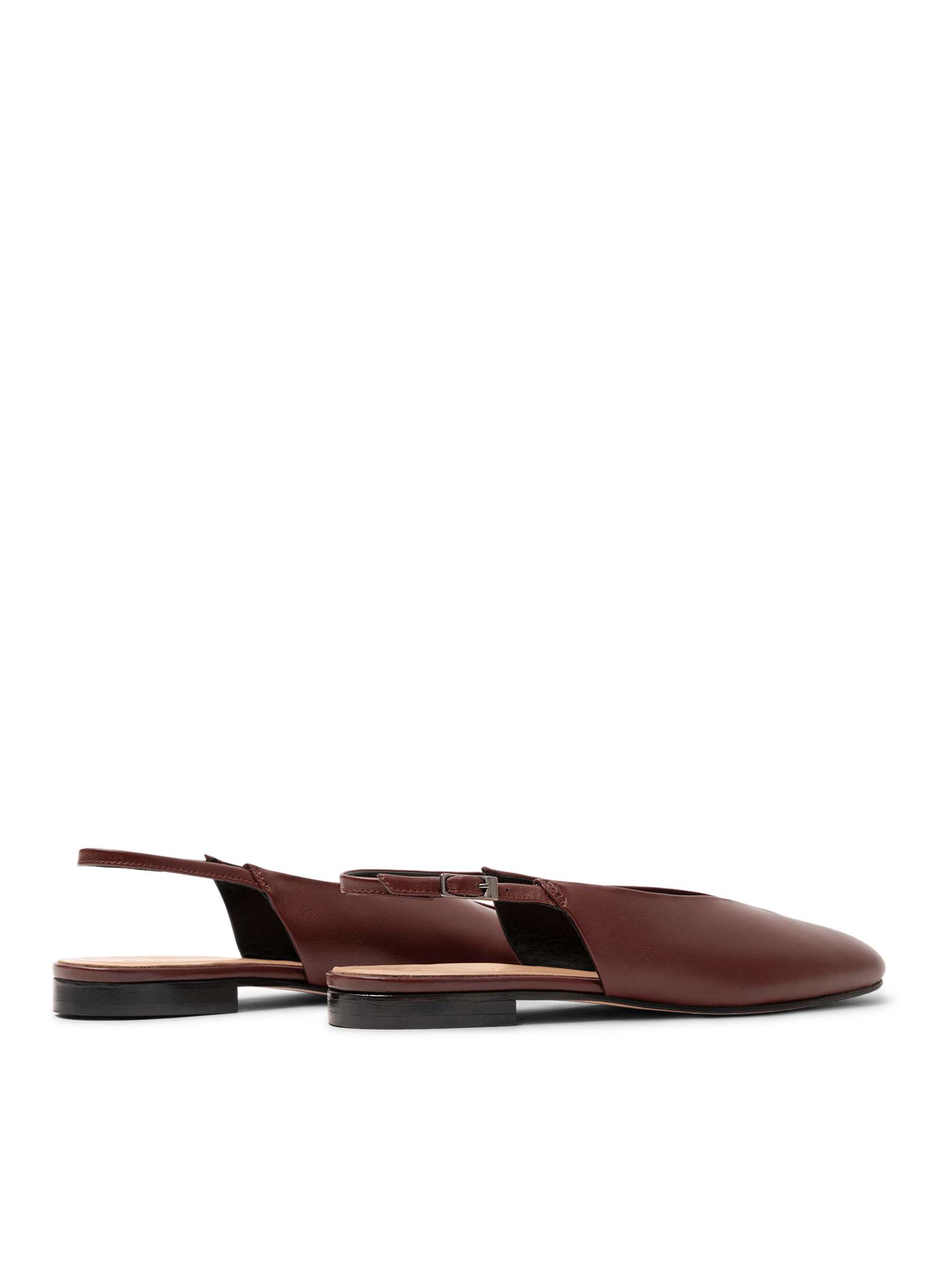 Burgundy nappa leather ballet flats PARALLELE PARIS Red
