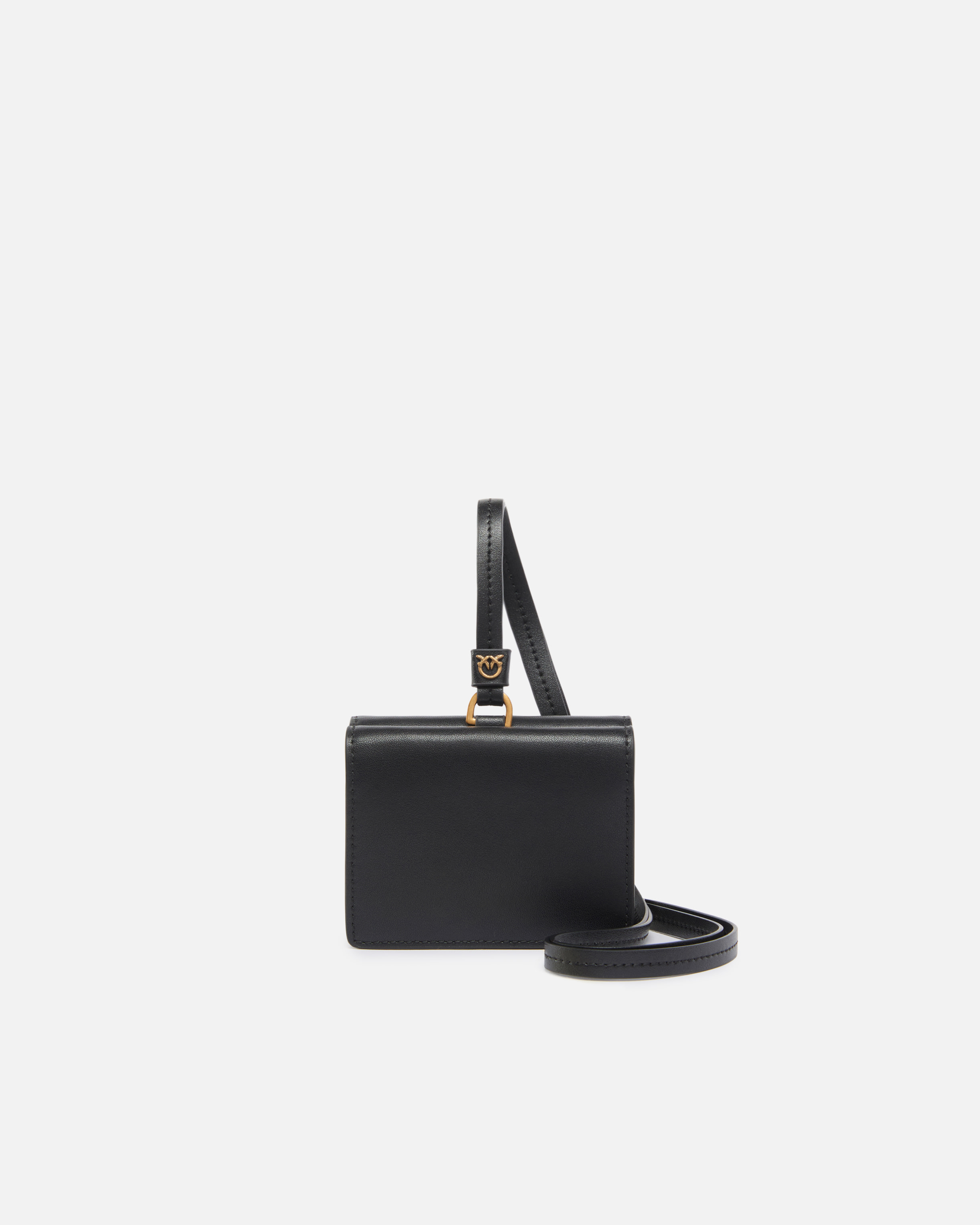 Compact leather wallet with wrist strap PINKO Black