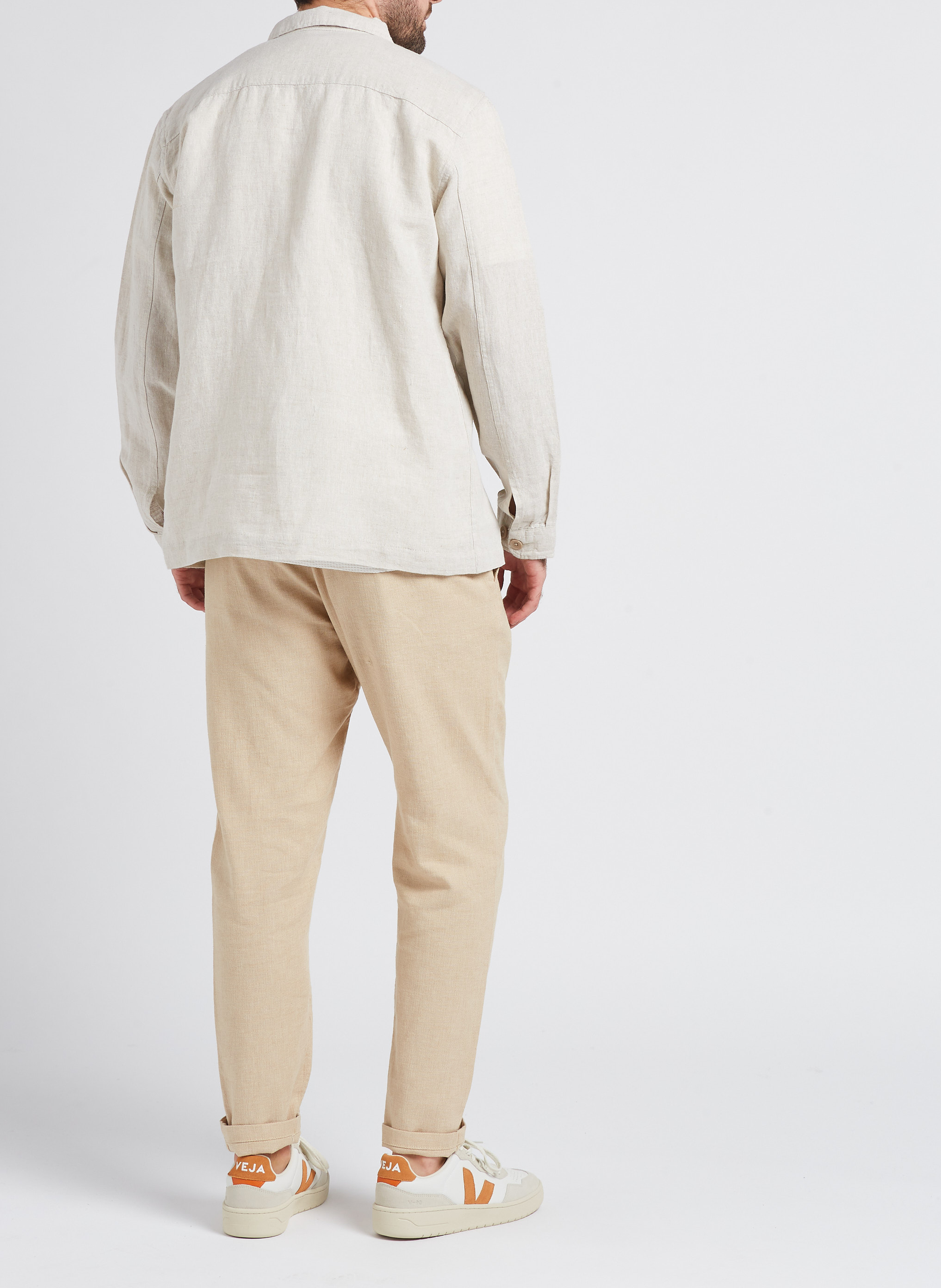Gerade geschnittene Hose aus Bio-Baumwoll-Mix SELECTED Beige