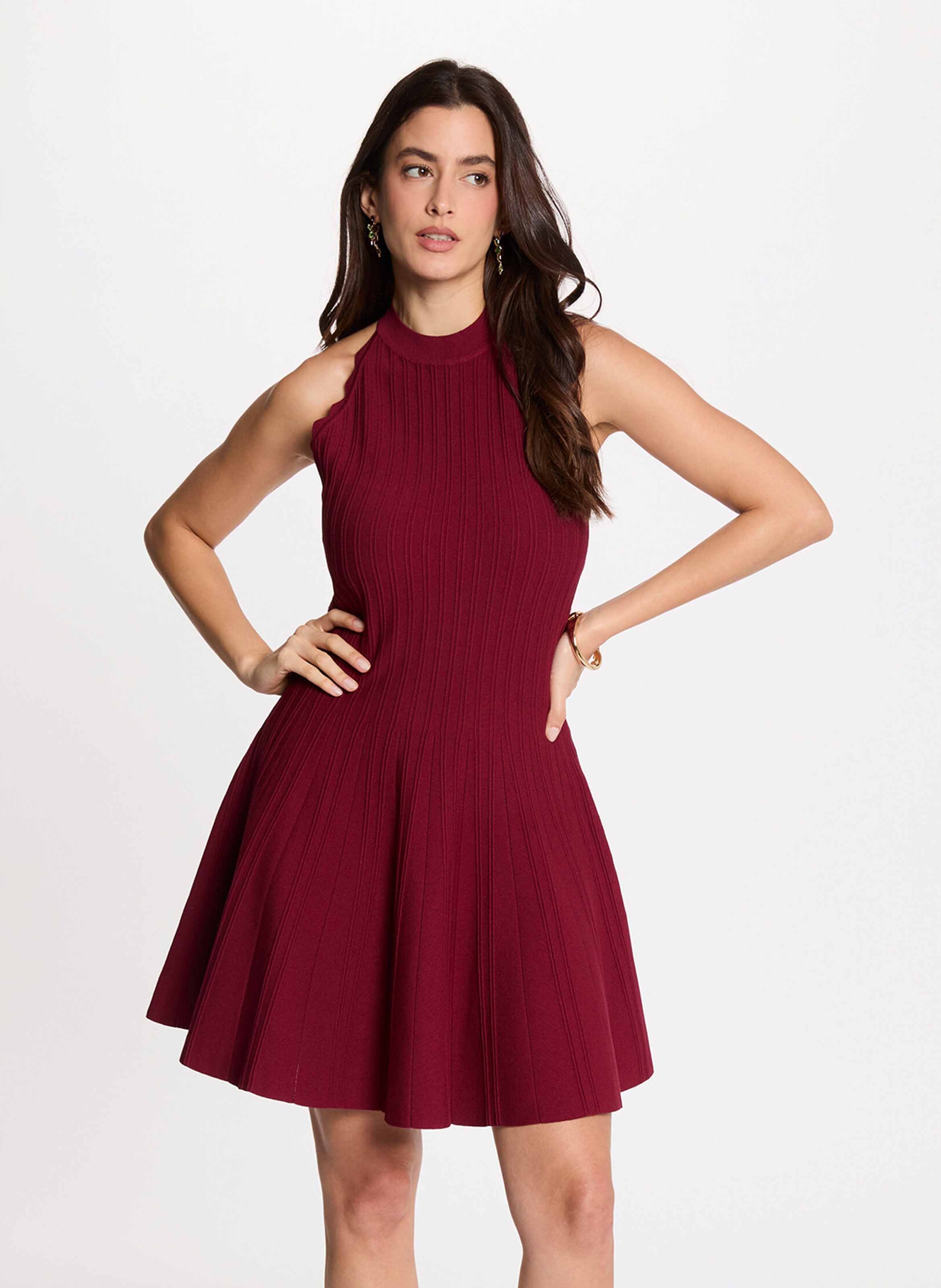 Fitted plain short dress MORGAN Red