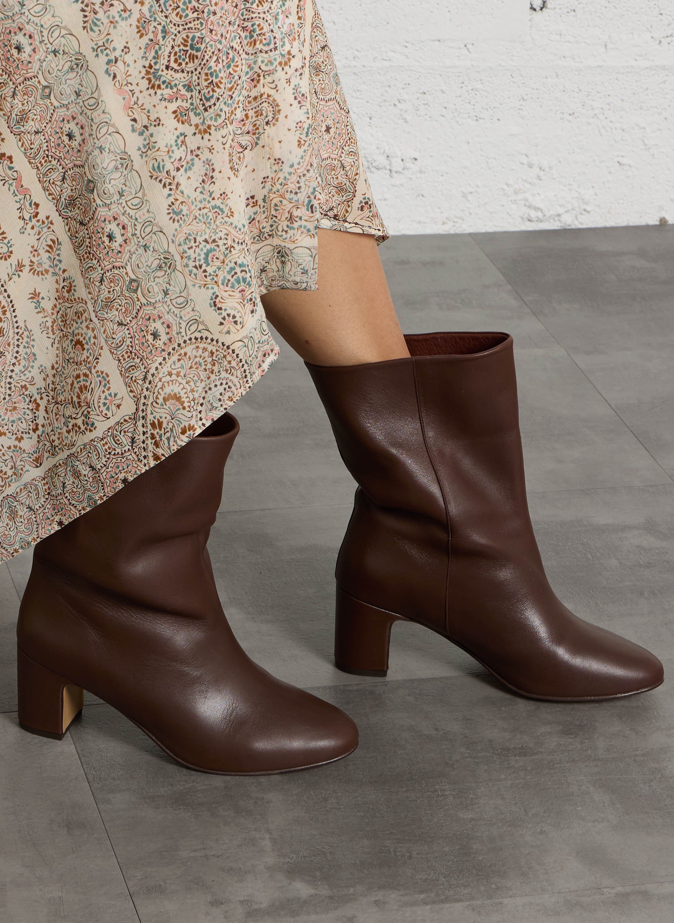 Heeled leather ankle boots ANONYMOUS COPENHAGEN Brown