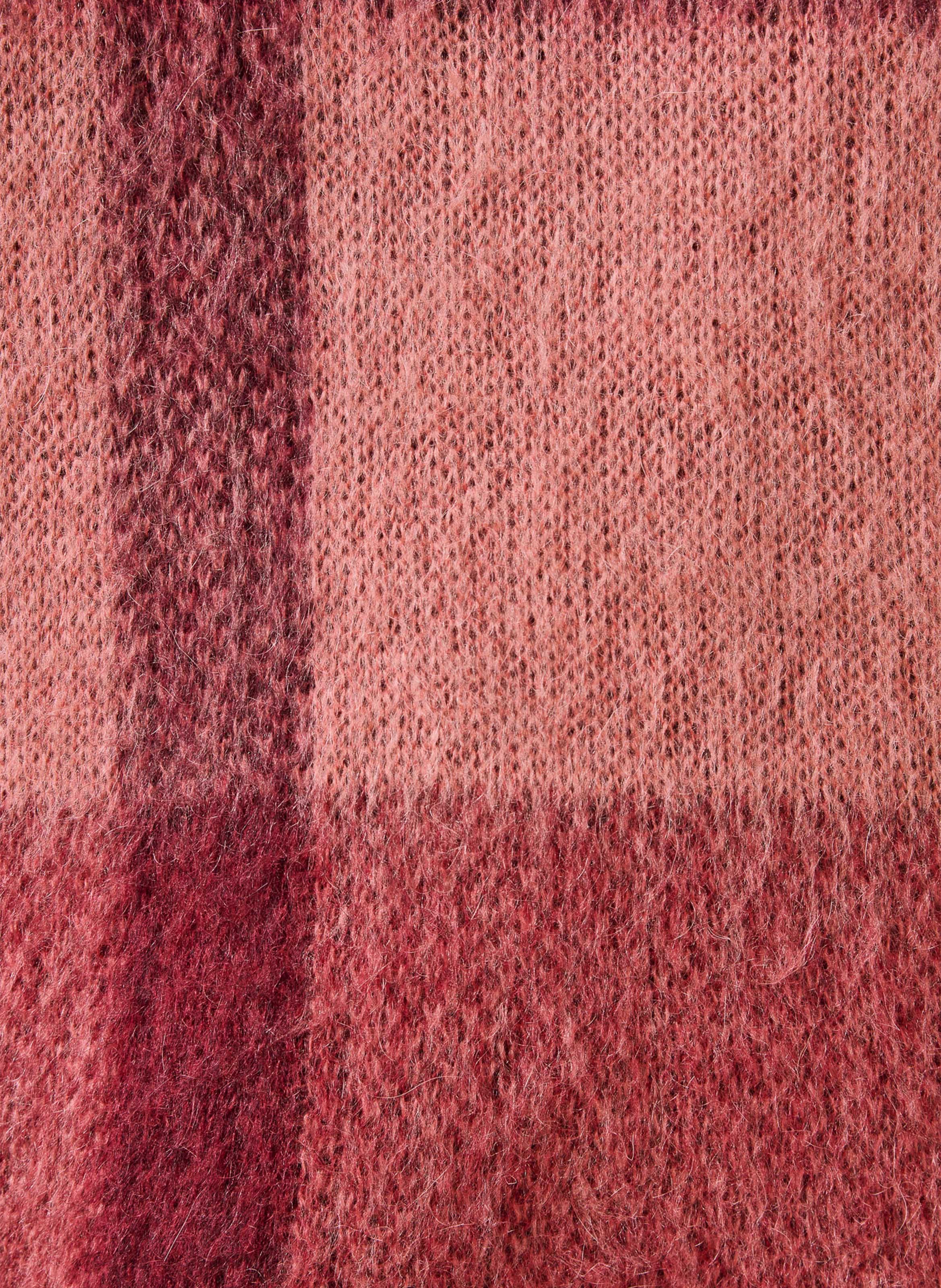 Pull jacquard motif carreaux en mohair mélangé LA FEE MARABOUTEE Rose
