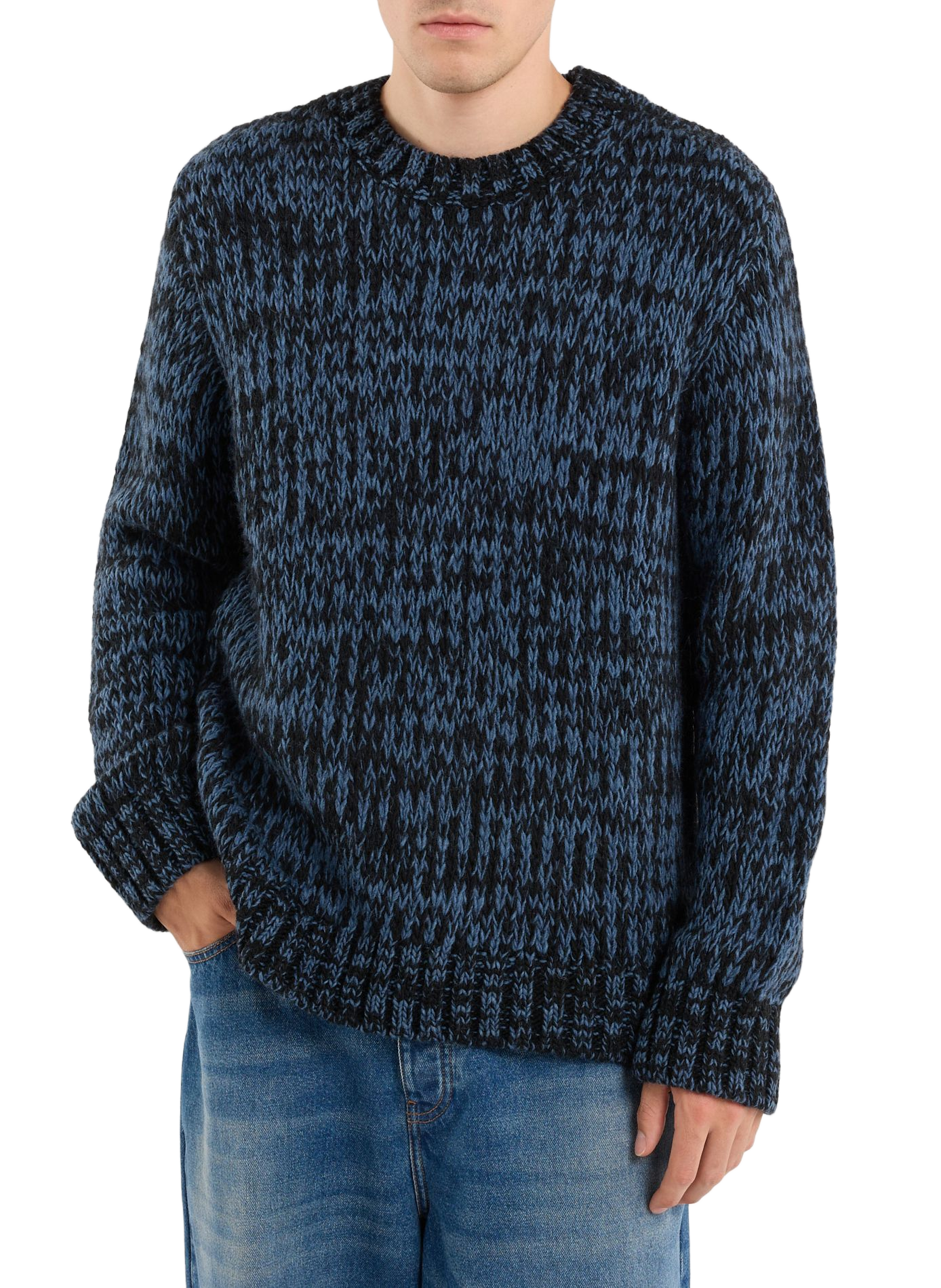 Round-neck heathered knit sweater SAISON 1865 Blue