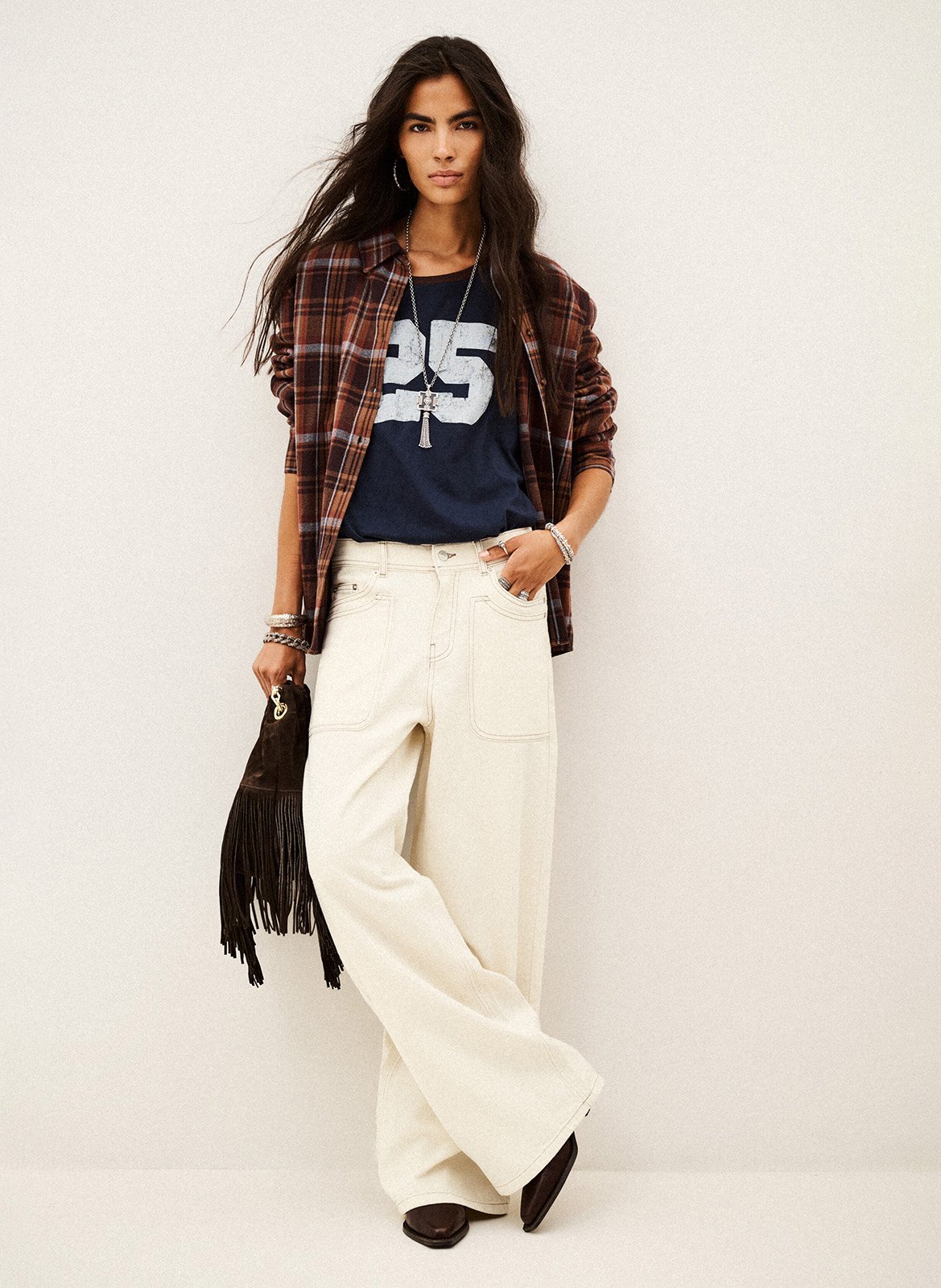 Weite High Waist Jeans aus Baumwolle BA&SH Beige