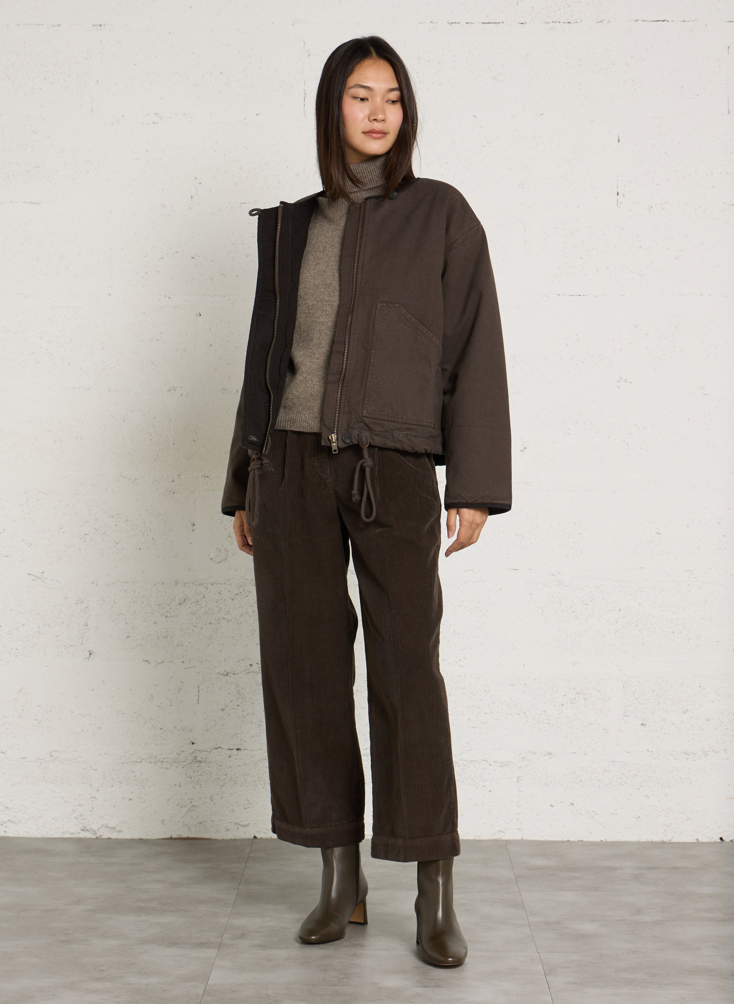 Weite Rundhalsausschnitt Baumwolljacke LEON & HARPER Grau