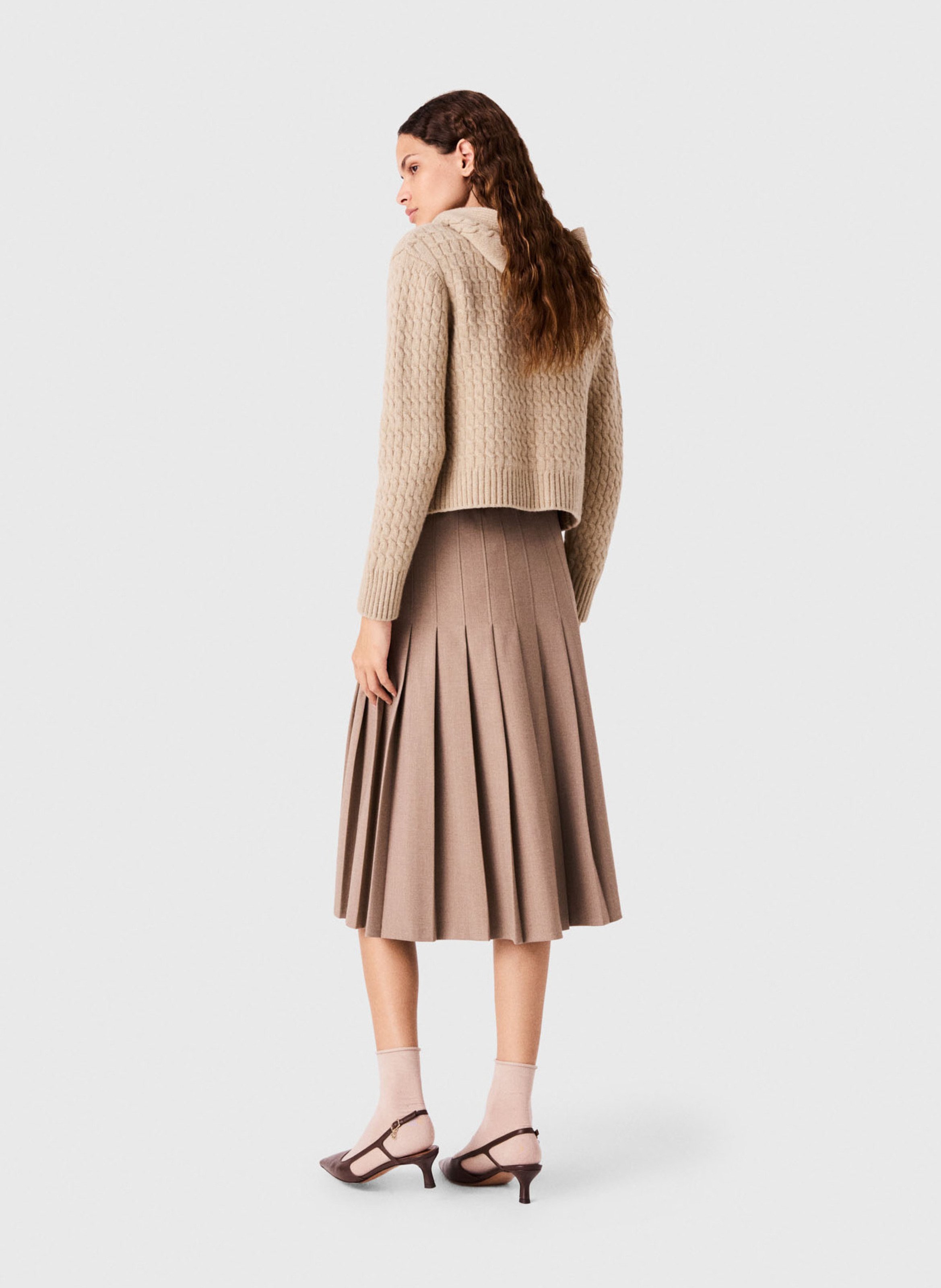 Jupe midi plissée à boucles  MAJE Beige