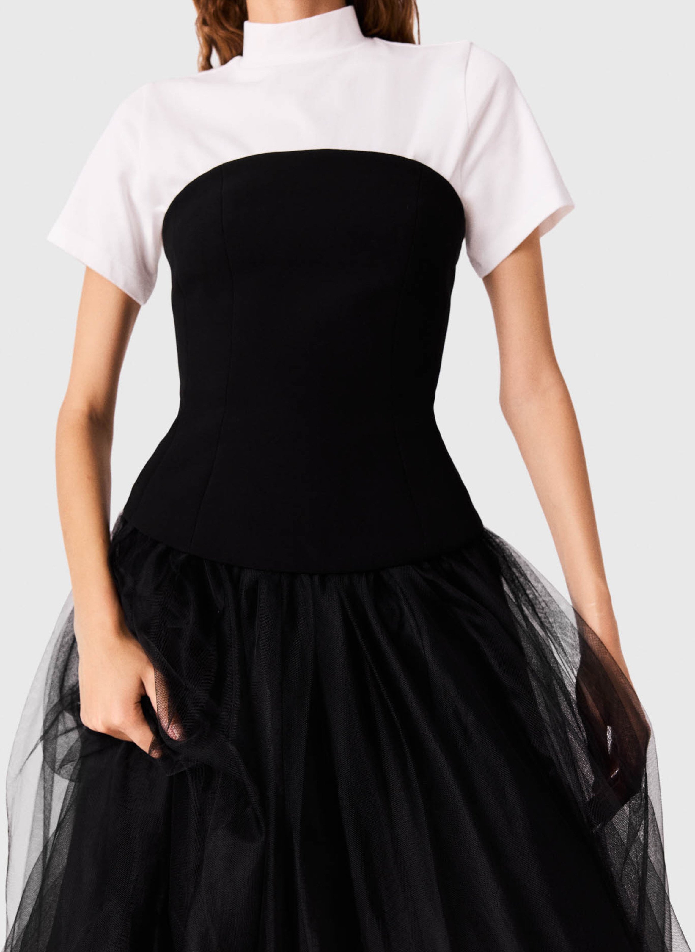 Robe bustier avec jupe en tulle MAJE Noir