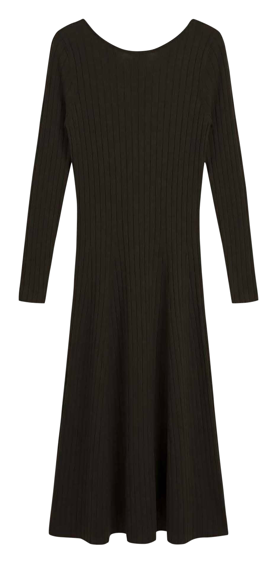 Lange jurk met open rug van effen tricot TARA JARMON Groen