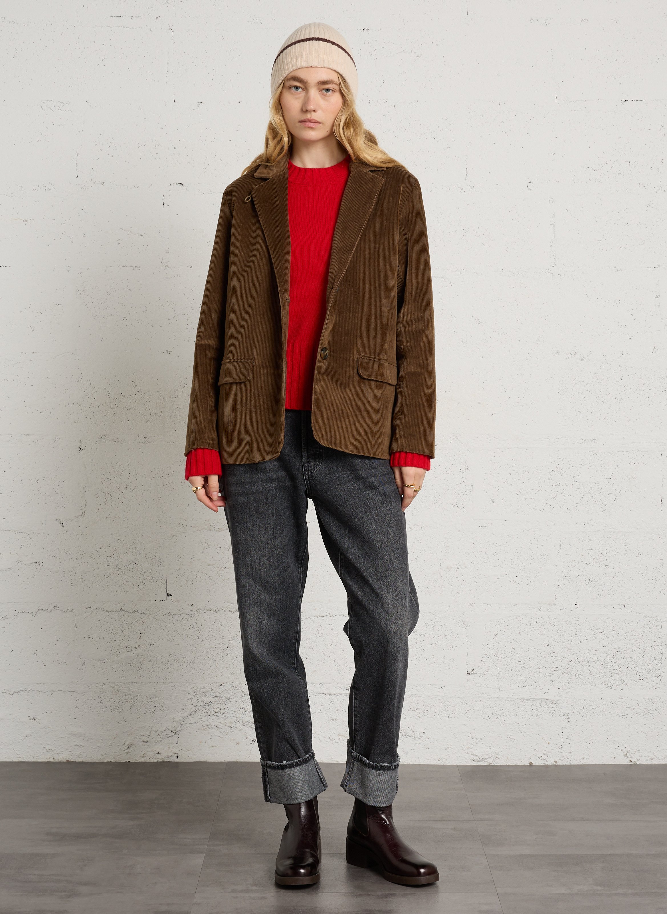 Veste de tailleur en coton mélangé LEON & HARPER Marron