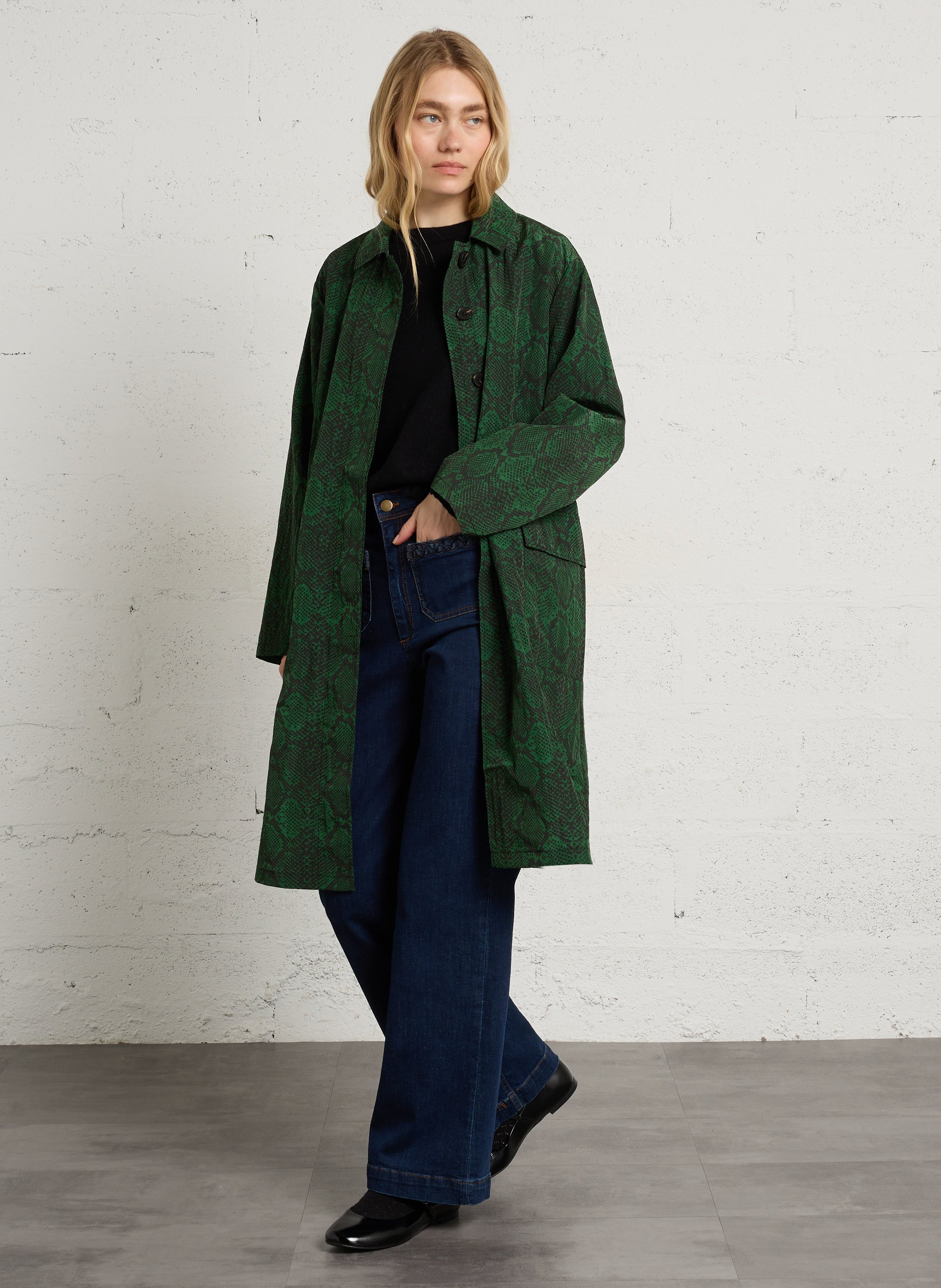 Oversized Printed Trench Coat LEON & HARPER