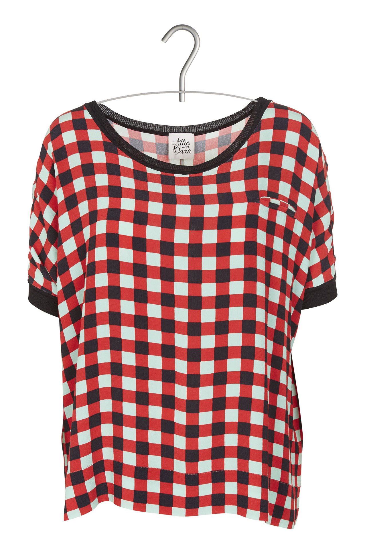 Printed fluid round-neck top ATTIC AND BARN Red
