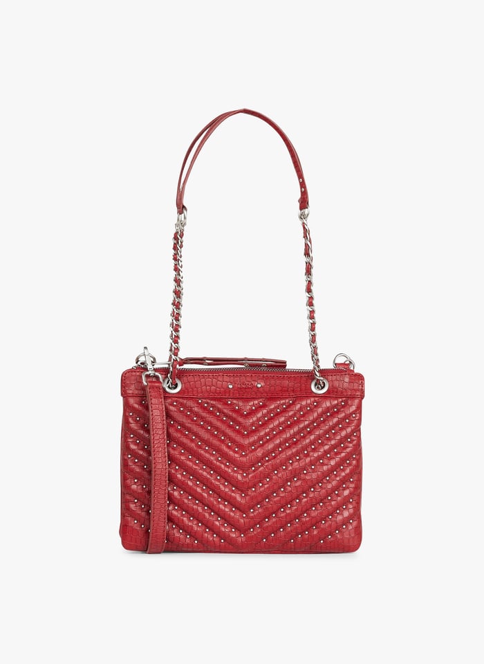 Pochette Bandouli re En Cuir Rouge Red Ikks Femme Place des