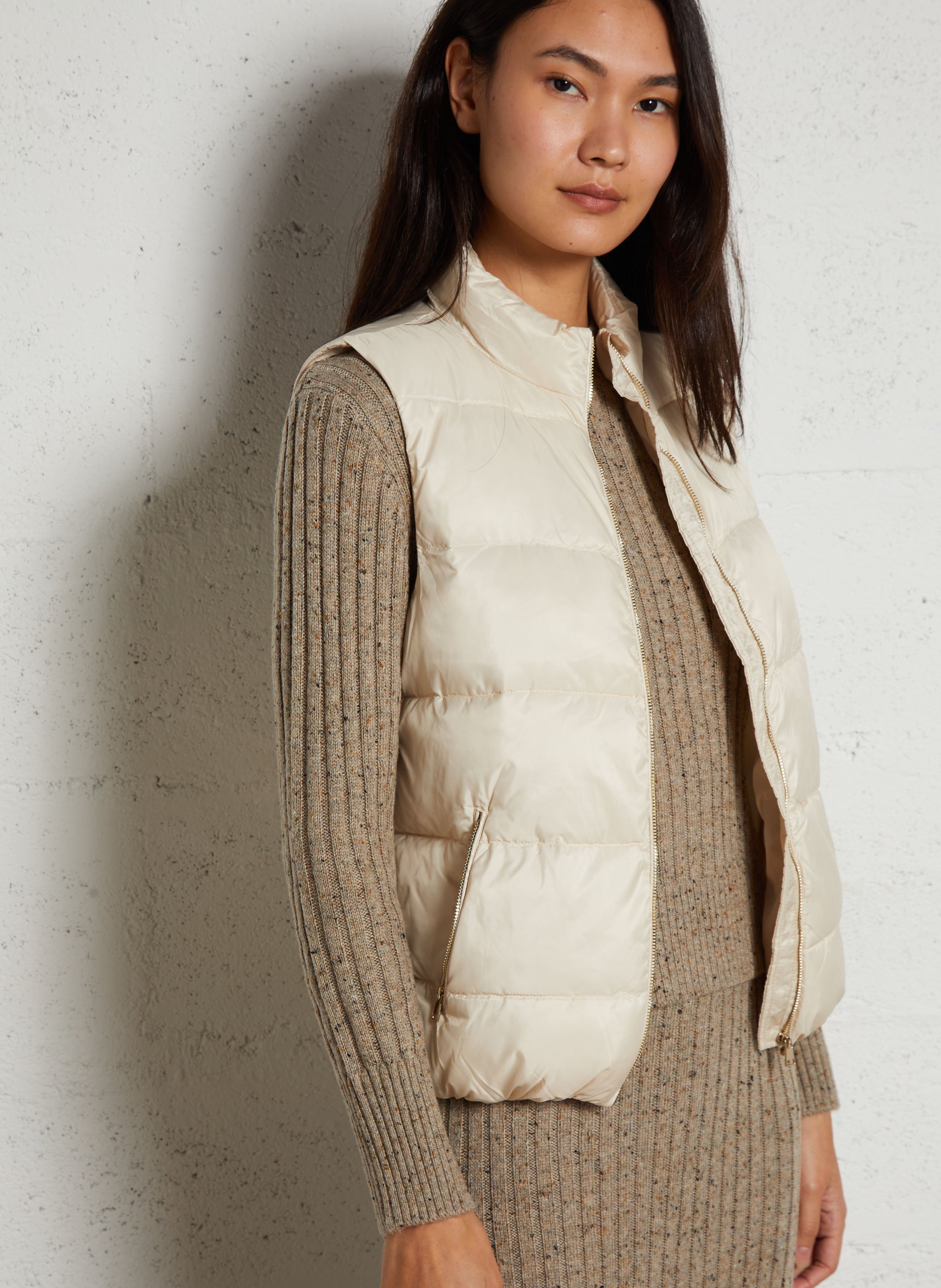 Quilted sleeveless high-neck puffer vest MAISON 123 White