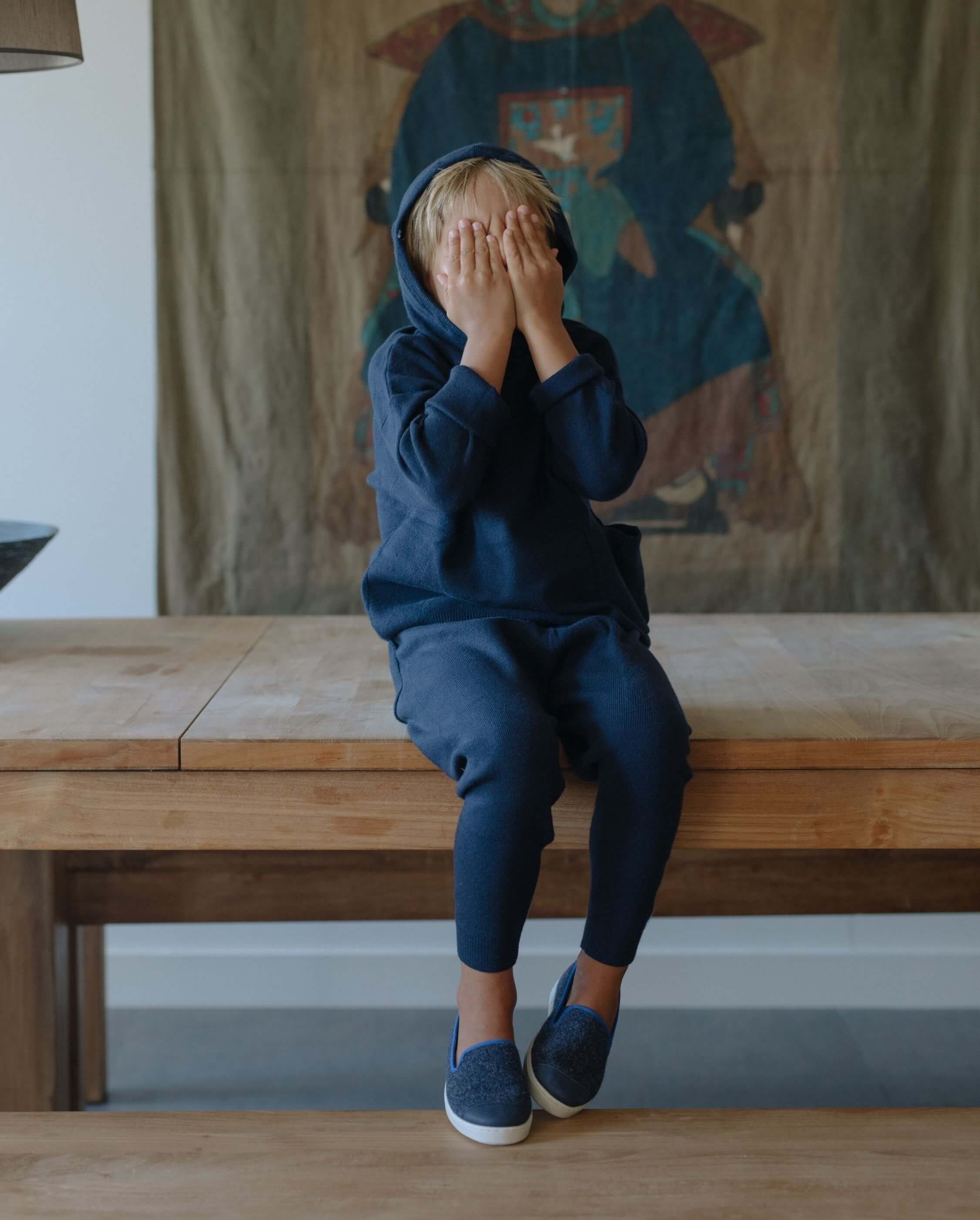 Child wool slipper, navy ocean ANGARDE Blue